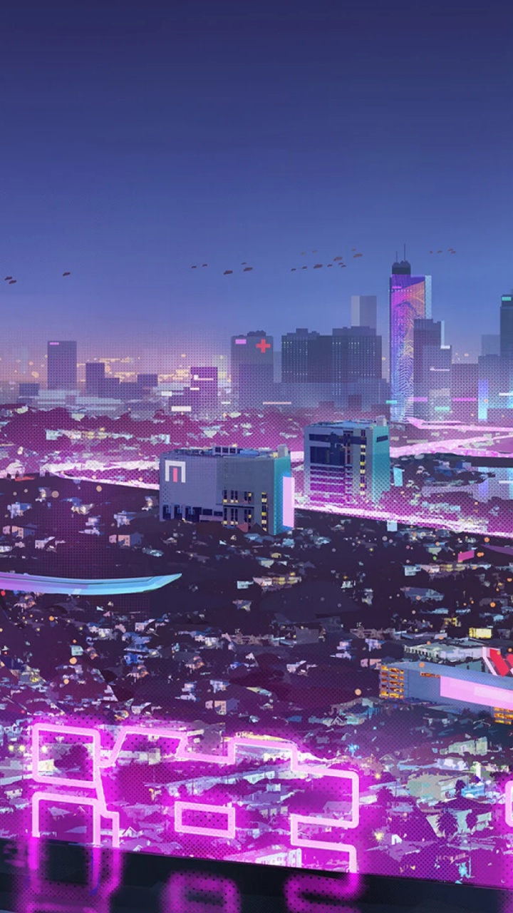 Обои неон, здание, небоскреб, мир, свет в разрешении 720x1280