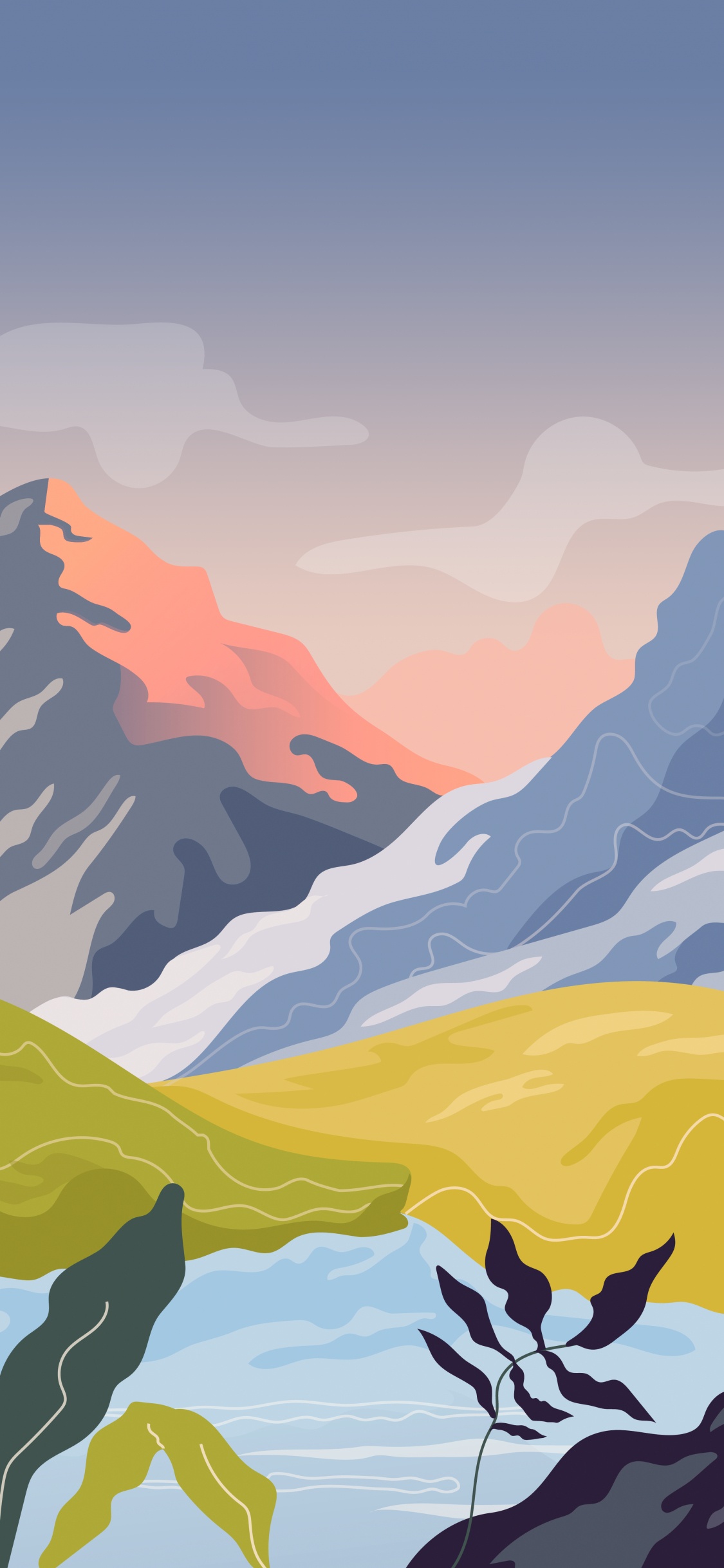 Обои арт, живопись, холст, постер, пейзажная живопись в разрешении 1125x2436