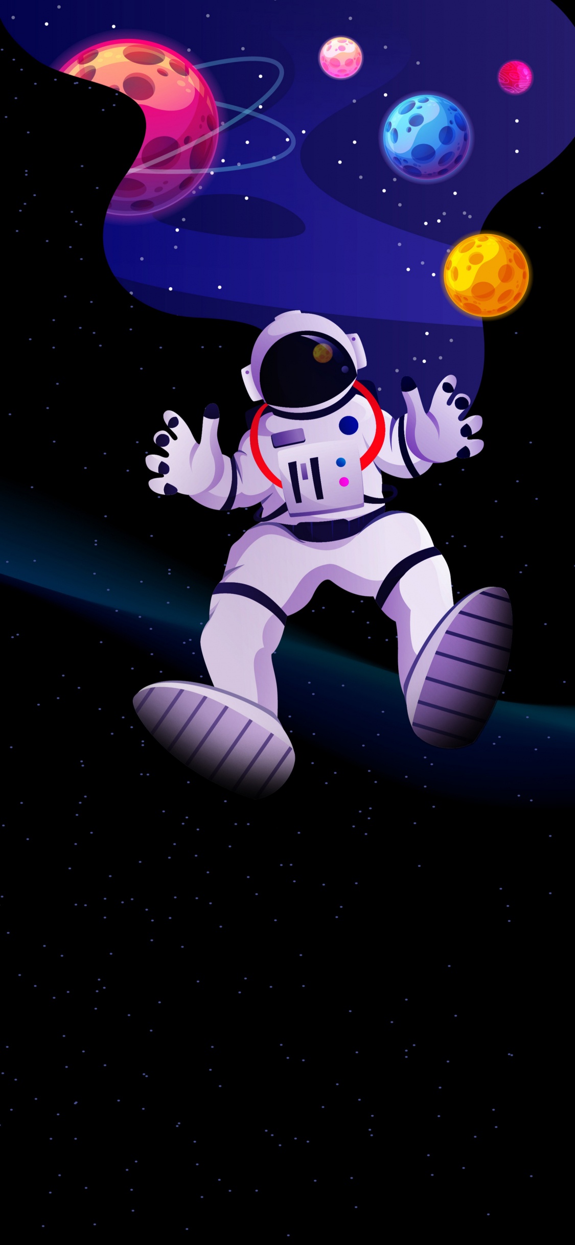 Обои космос, астронавт, арт, постер, фан арт в разрешении 1125x2436