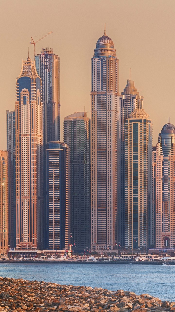 Обои Дубай, город, городской пейзаж, небоскреб, линия горизонта в разрешении 720x1280