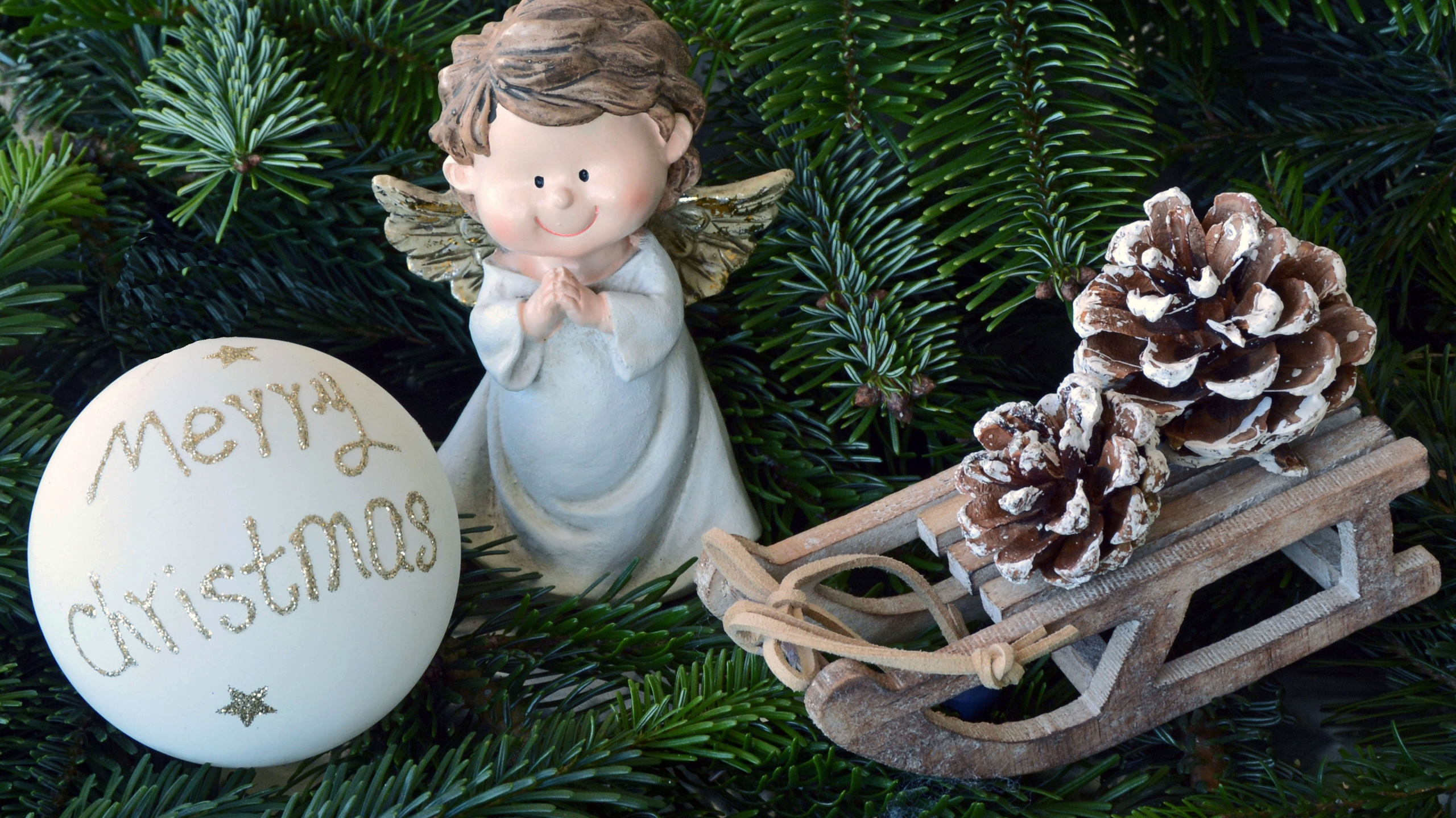 Обои Рождественский день, Рождественские украшения, Новый год, рождественский орнамент, орнамент в разрешении 2560x1440