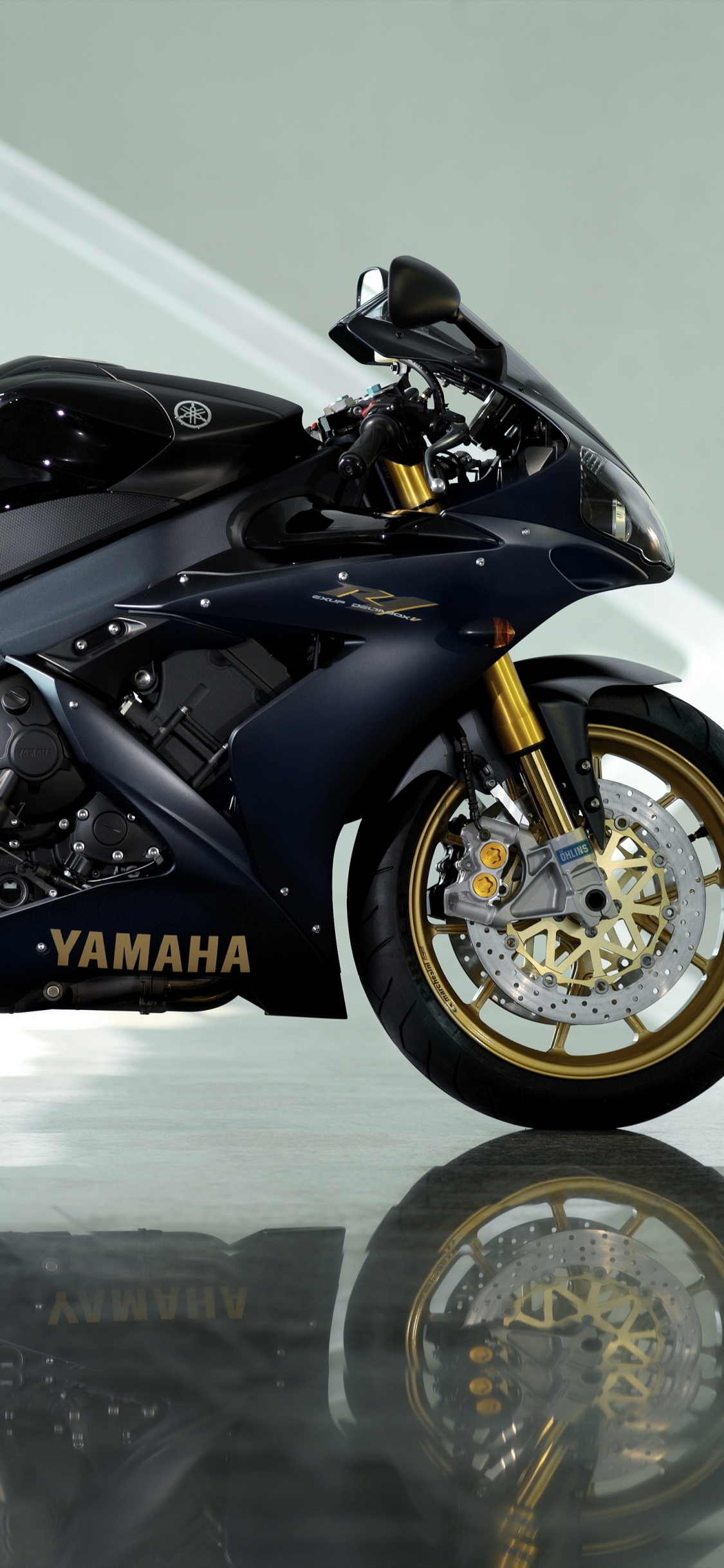 Обои Ямаха мотор Компани, мотоцикл, спортивный мотоцикл, авто, автомобильные шины в разрешении 1125x2436