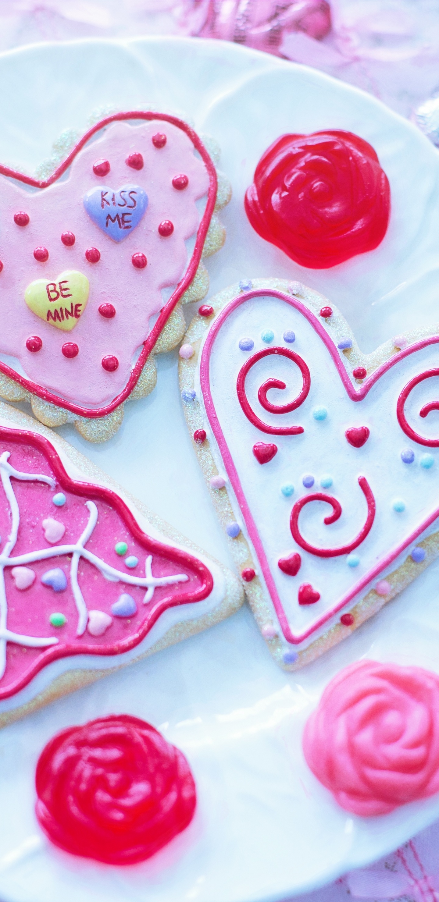 Обои День Святого Валентина, праздник, сердце, обледенение, королевский обледенение в разрешении 1440x2960