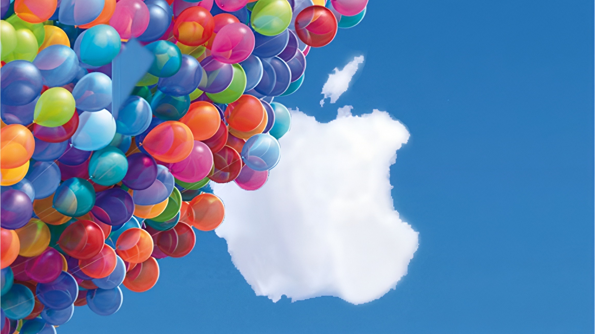 Обои яблоко, ios, пиксар, облако, воздушный шарик в разрешении 1920x1080