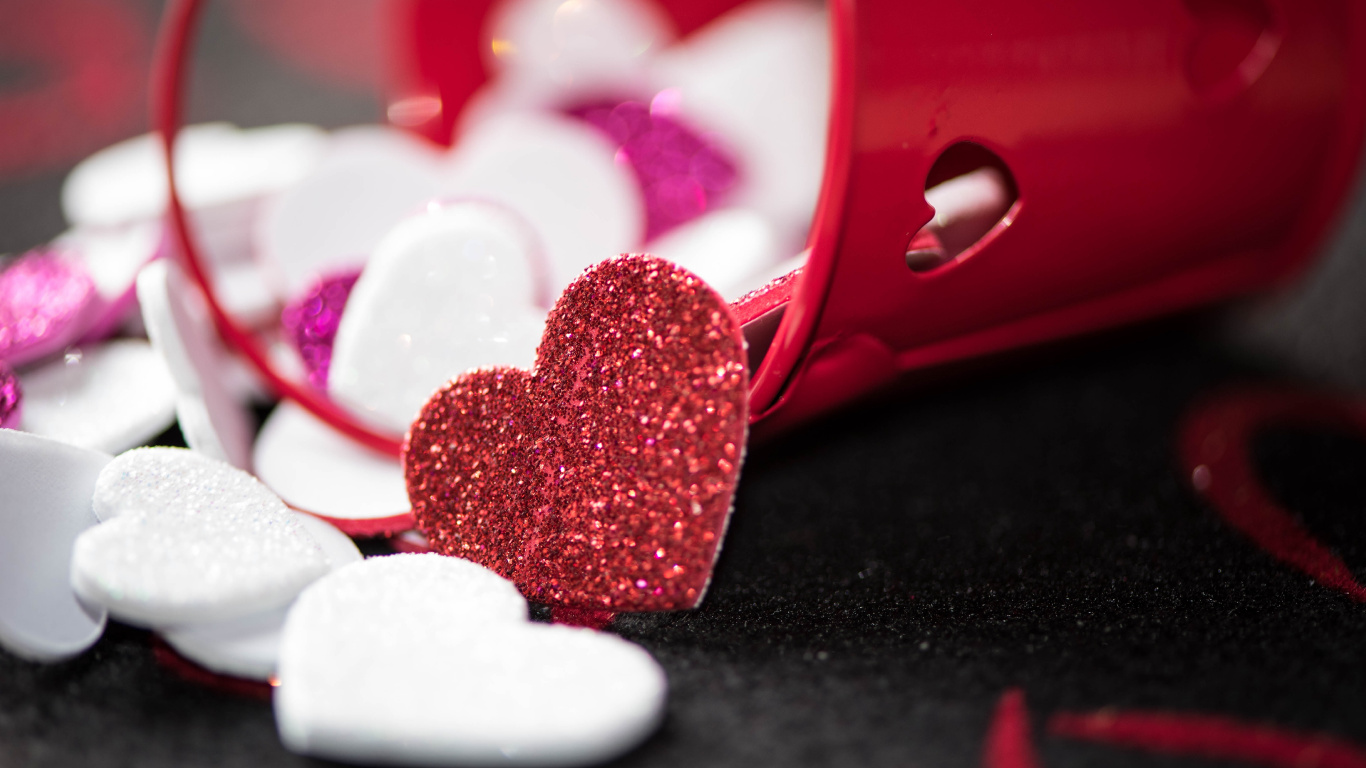 Обои сердце, День Святого Валентина, красный цвет, розовый, любовь в разрешении 1366x768