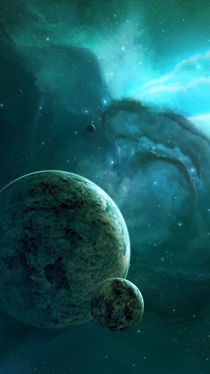 Обои цвет, земля, космическое пространство, бирюза, атмосфера в разрешении 720x1280