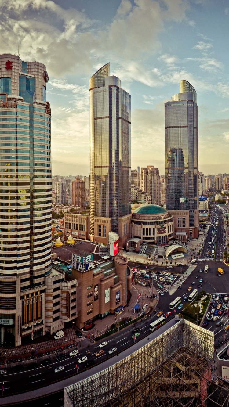 Обои Сюйцзяхуэй, Шанхайская Французская Концессия, городской пейзаж, город, городской район в разрешении 750x1334