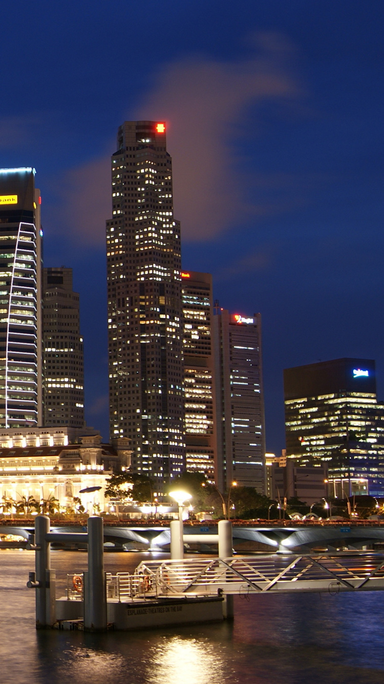 Обои ночь, линия горизонта, небоскреб, город, городской пейзаж в разрешении 750x1334