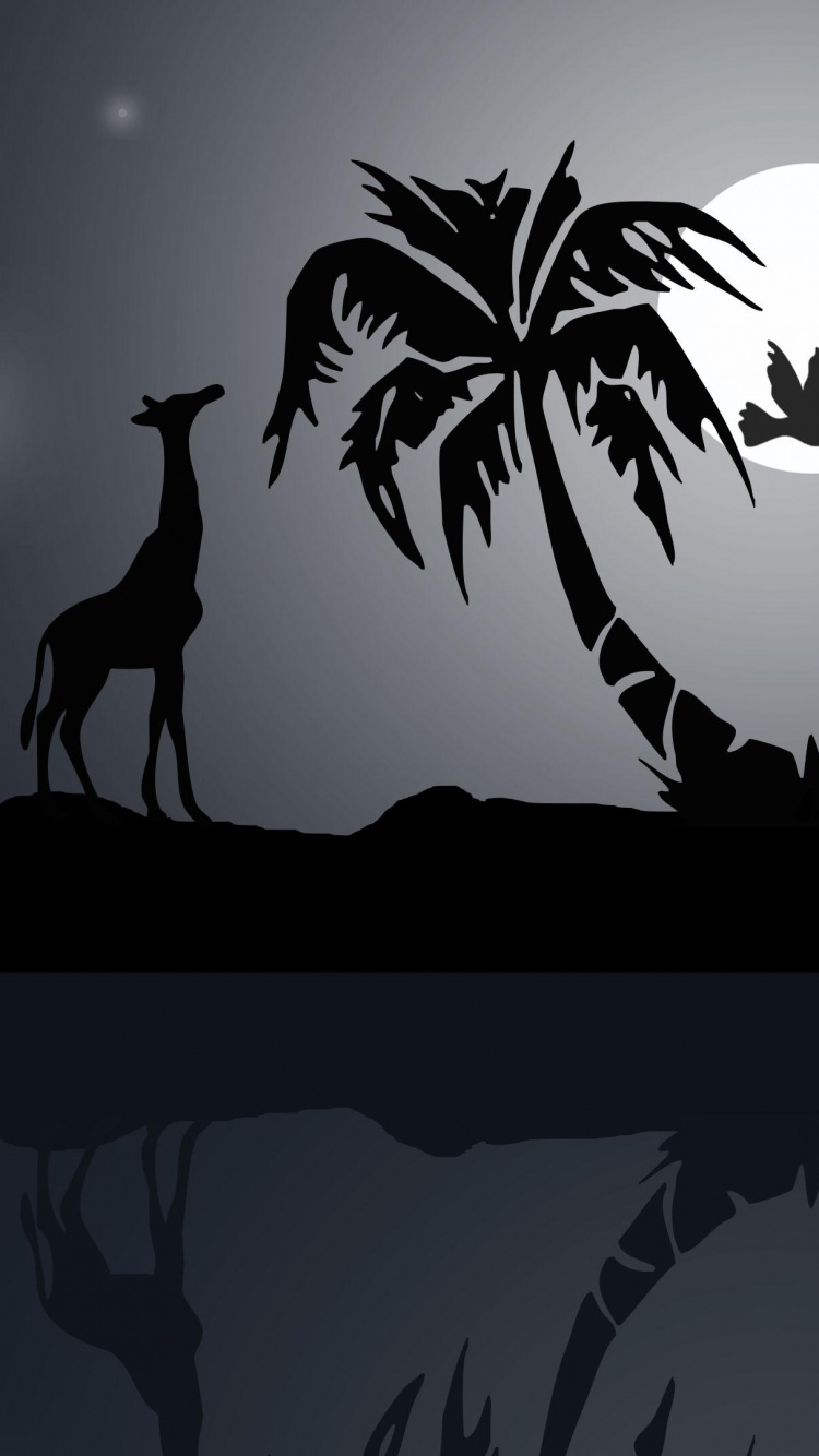 Обои лунный свет, атмосфера, арт, астрономический объект, птица в разрешении 750x1334