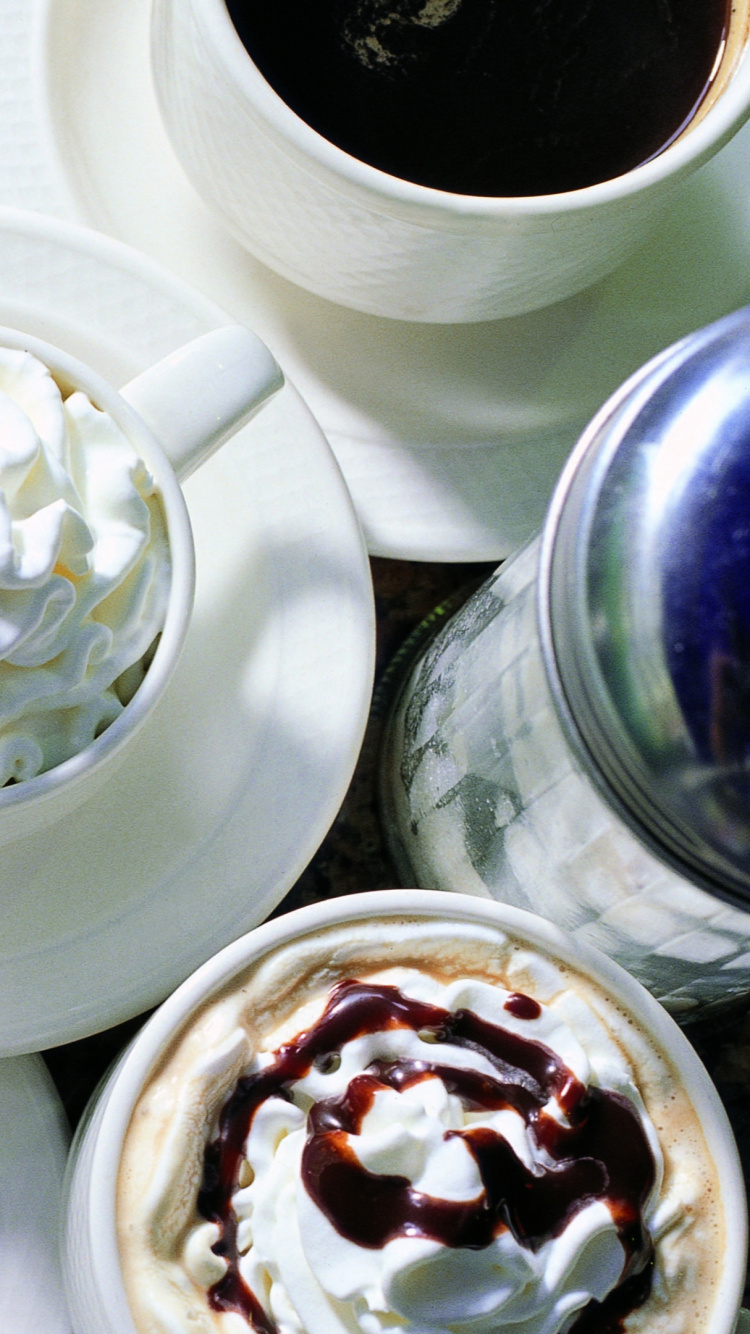 Обои капучино, кофейня, кофейная чашка, пища, чашка в разрешении 750x1334