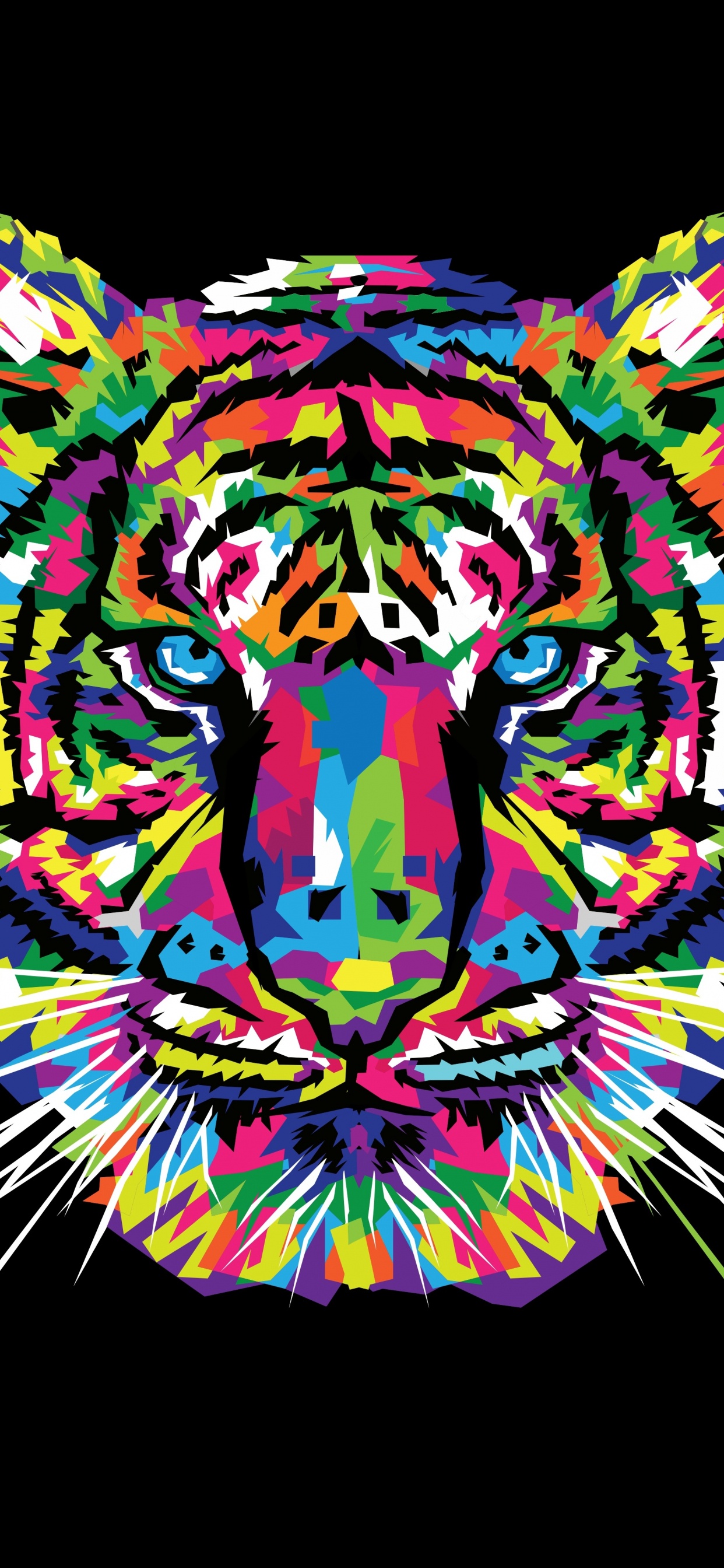 Обои тигр, арт, векторная графика, иллюстрация, бенгальский тигр в разрешении 1242x2688