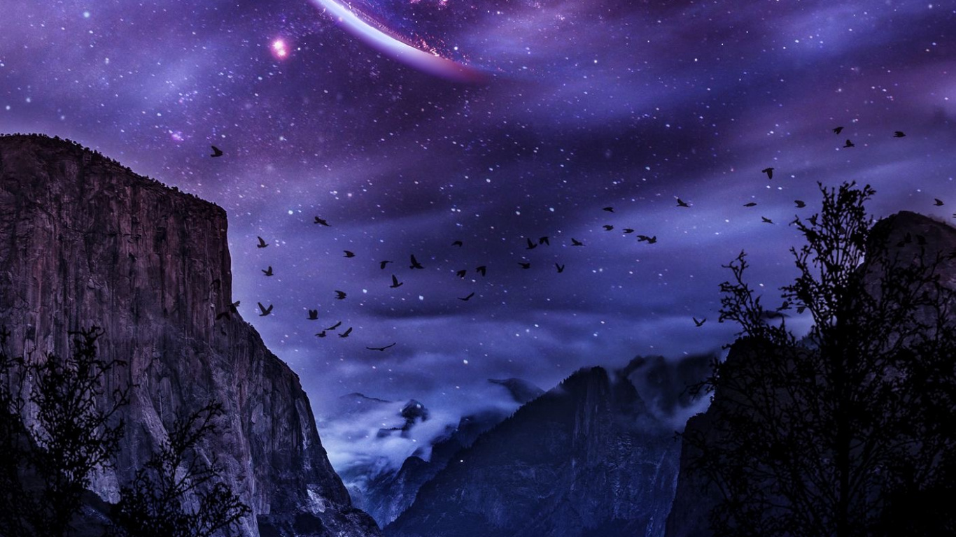 Обои природа, живопись, арт, облако, атмосфера в разрешении 1366x768