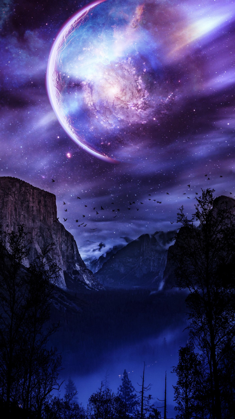 Обои природа, живопись, арт, облако, атмосфера в разрешении 750x1334