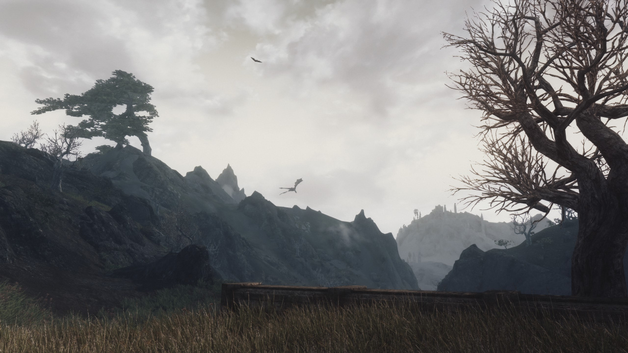 Обои the elder scrolls v skyrim, горный рельеф, нагорье, гора, горный хребет в разрешении 1280x720