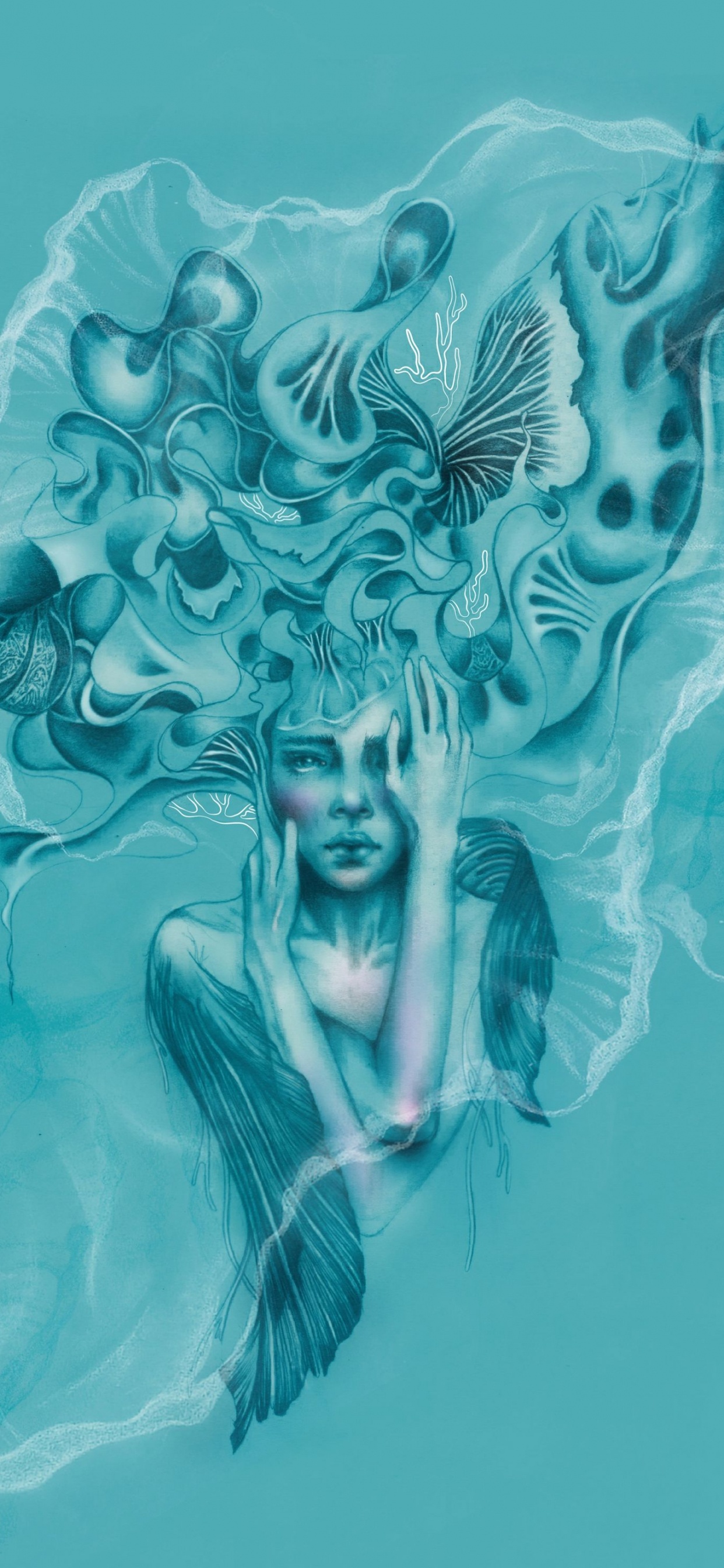 Обои подземные воды, арт, дизайн, графический дизайн, живопись в разрешении 1242x2688