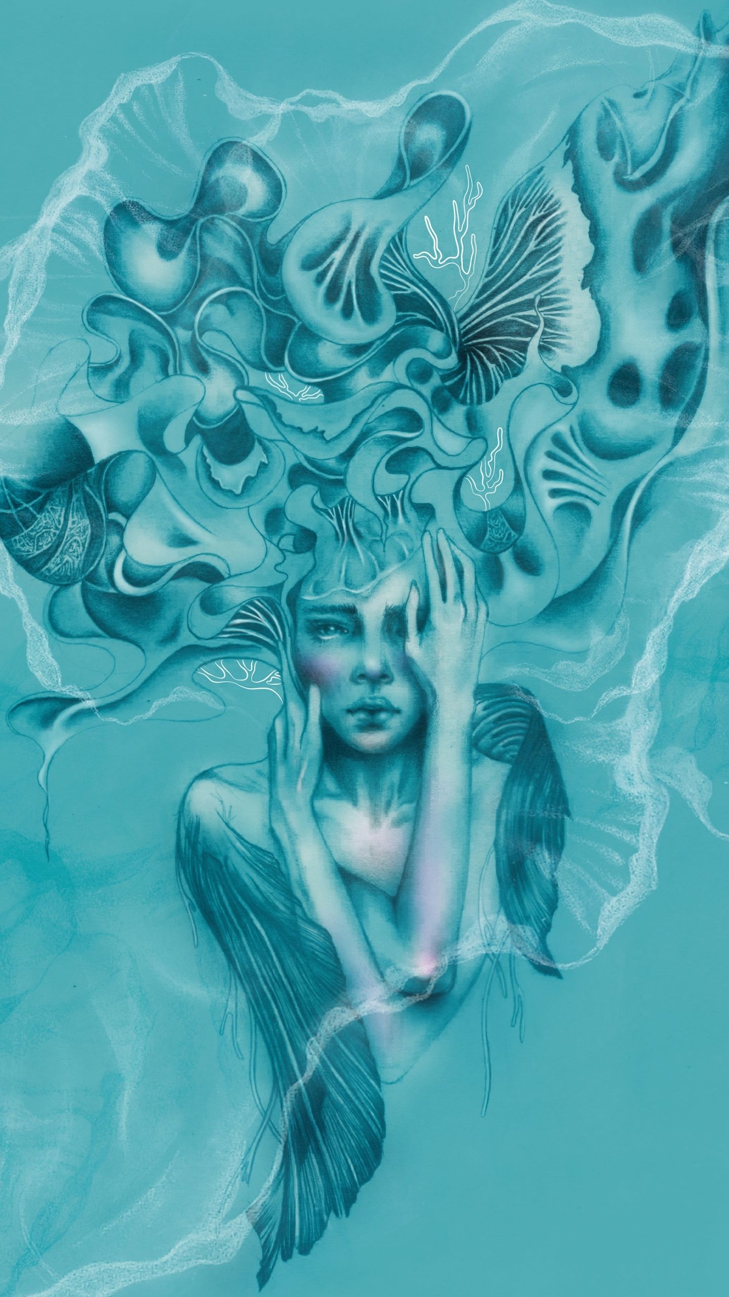 Обои подземные воды, арт, дизайн, графический дизайн, живопись в разрешении 1440x2560