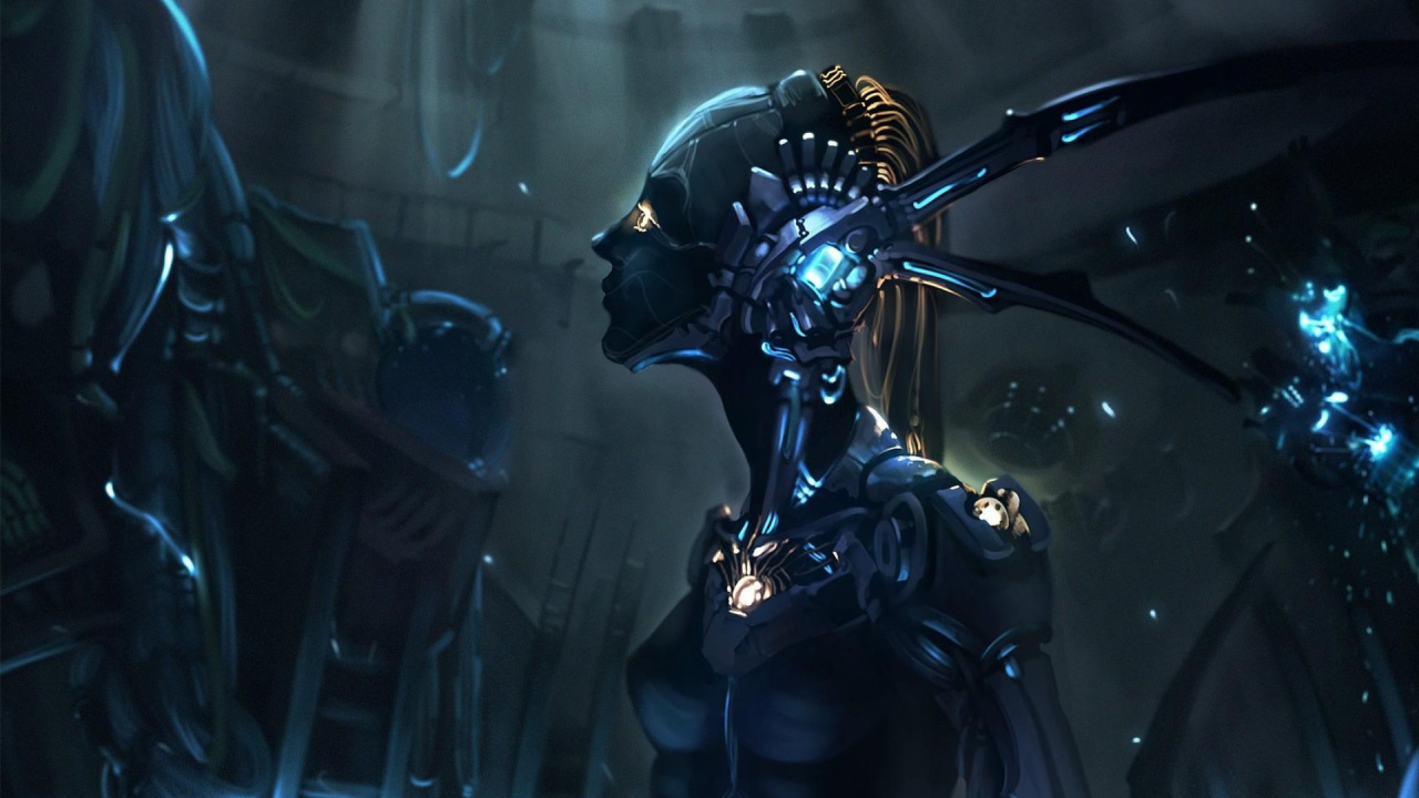 Обои вымышленный персонаж, киборг, робот, машина, девушка в разрешении 1280x720