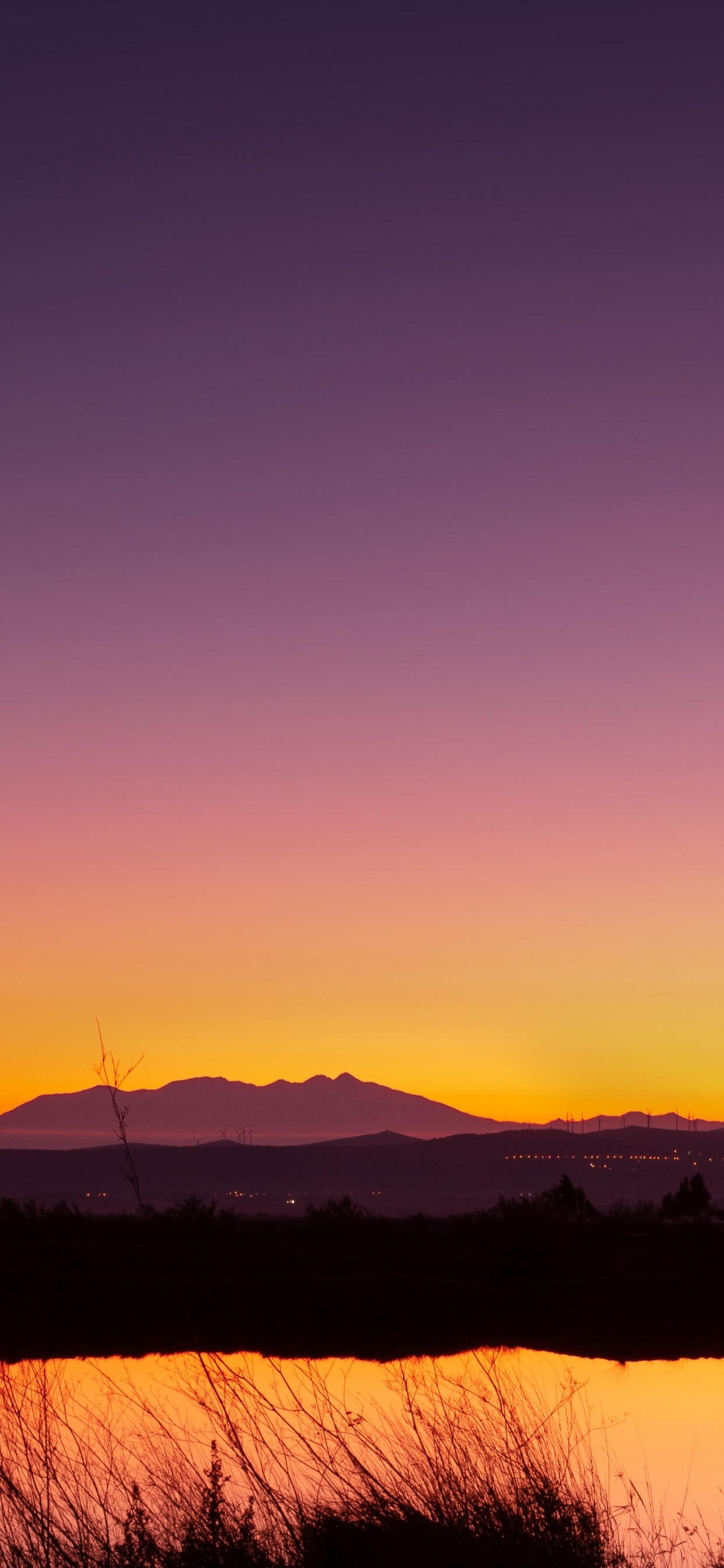 Обои сумеречный пейзаж, пейзаж, пейзажная живопись, живопись, арт в разрешении 1242x2688