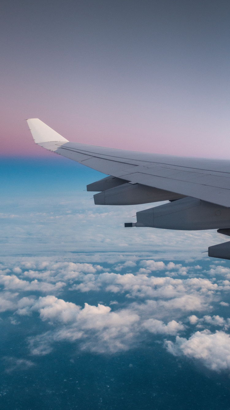 Обои самолет, полет, воздушное путешествие, атмосфера, облако в разрешении 750x1334