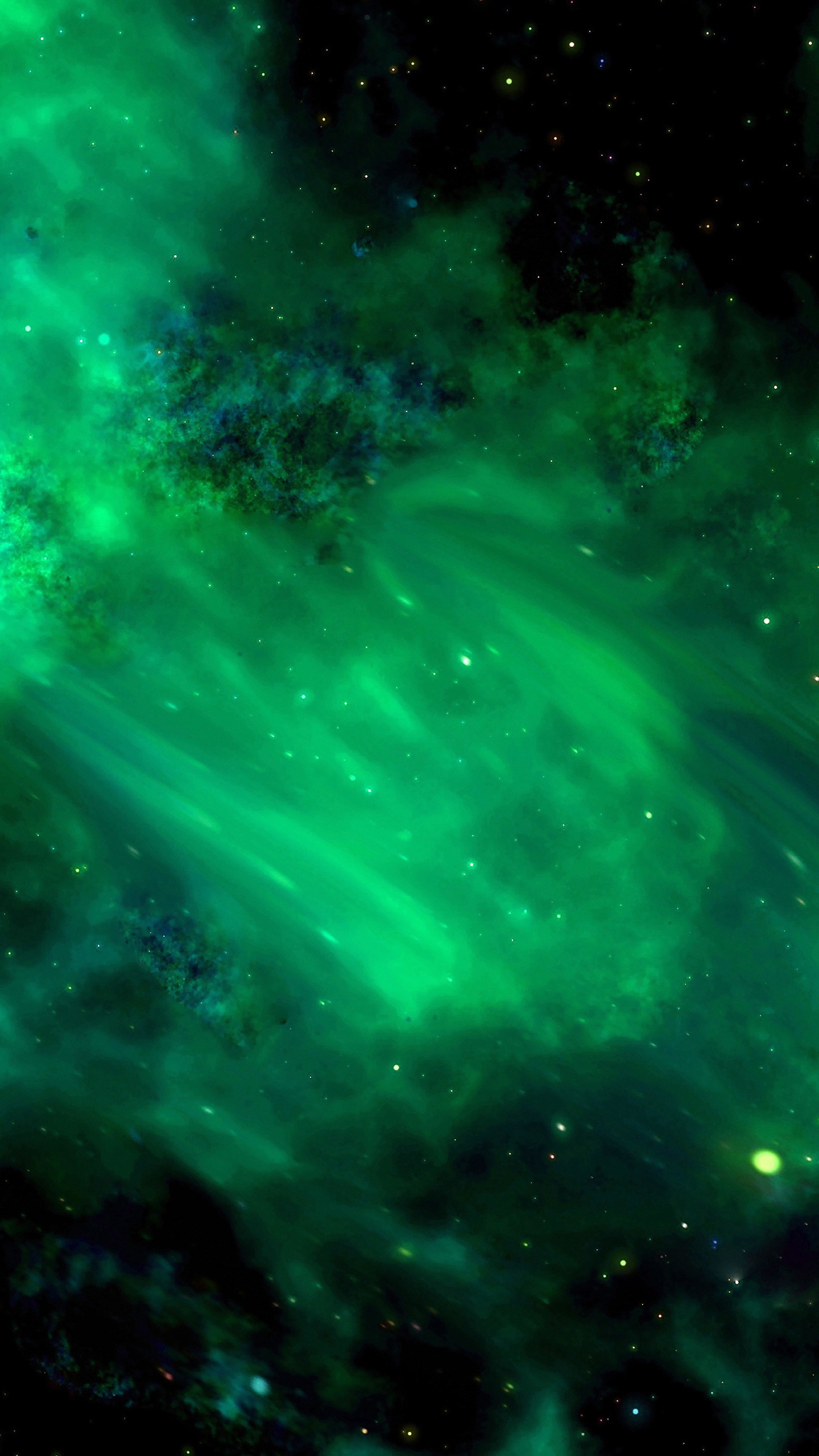 Обои зеленый космос, звезда, зеленый, природа, туманность в разрешении 1440x2560