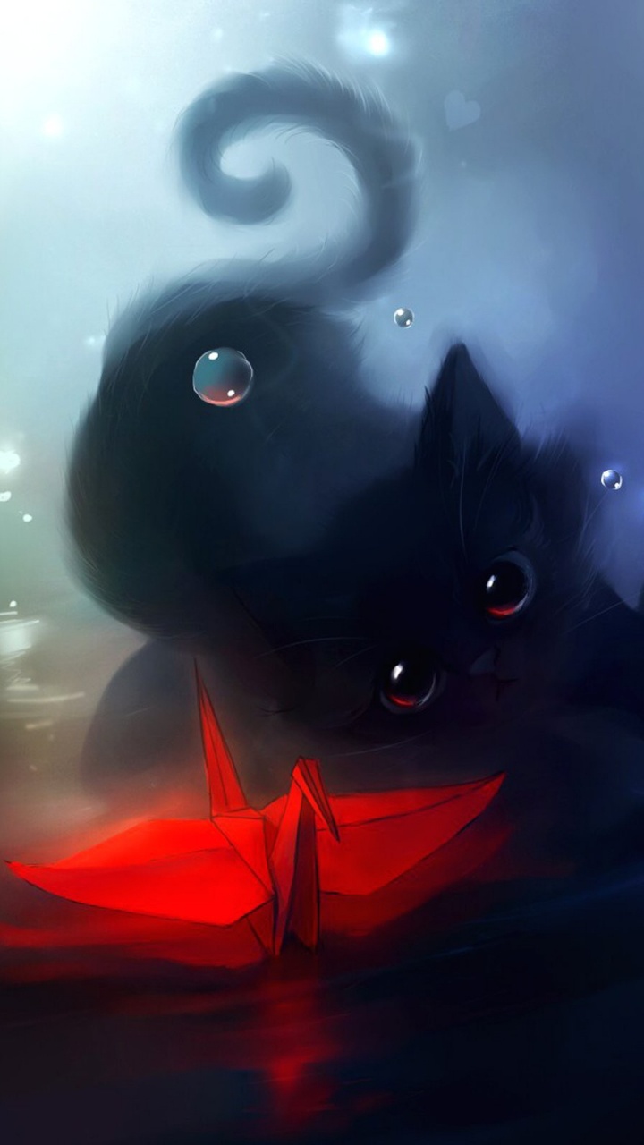 Черный котенок арт