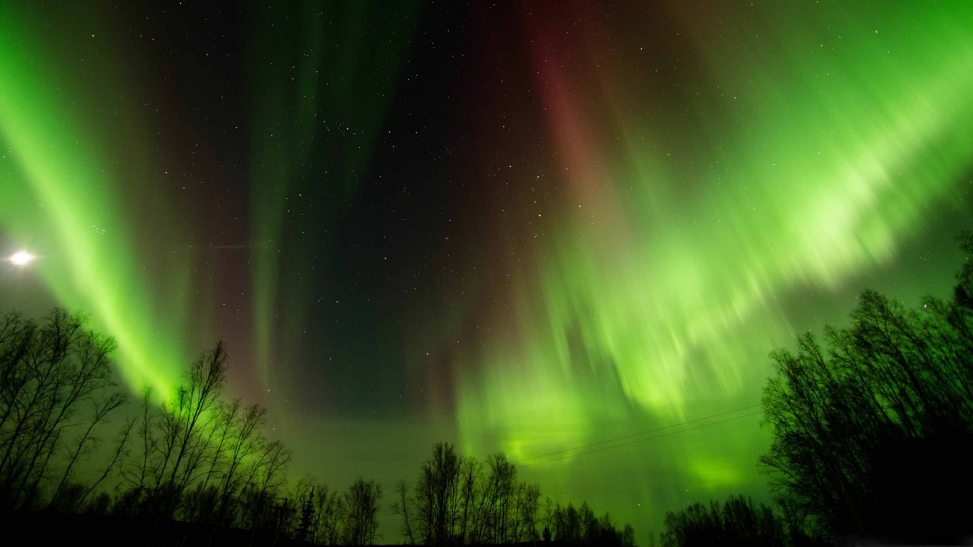 Обои Аврора, природа, зеленый, свет, атмосфера в разрешении 1366x768