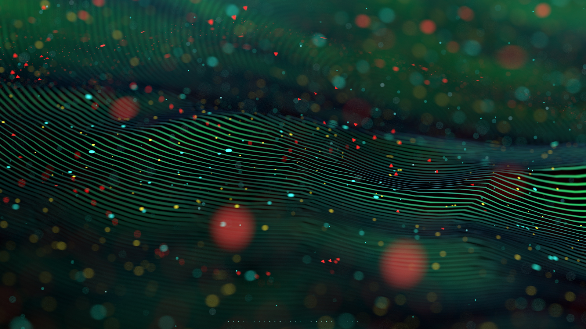 Обои зеленый, вода, космос, паутина в разрешении 1920x1080