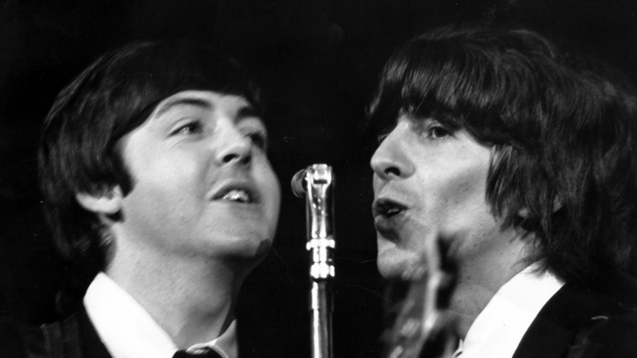 Обои The Beatles, Джордж Харрисон, Представление, пение, музыка в разрешении 1280x720