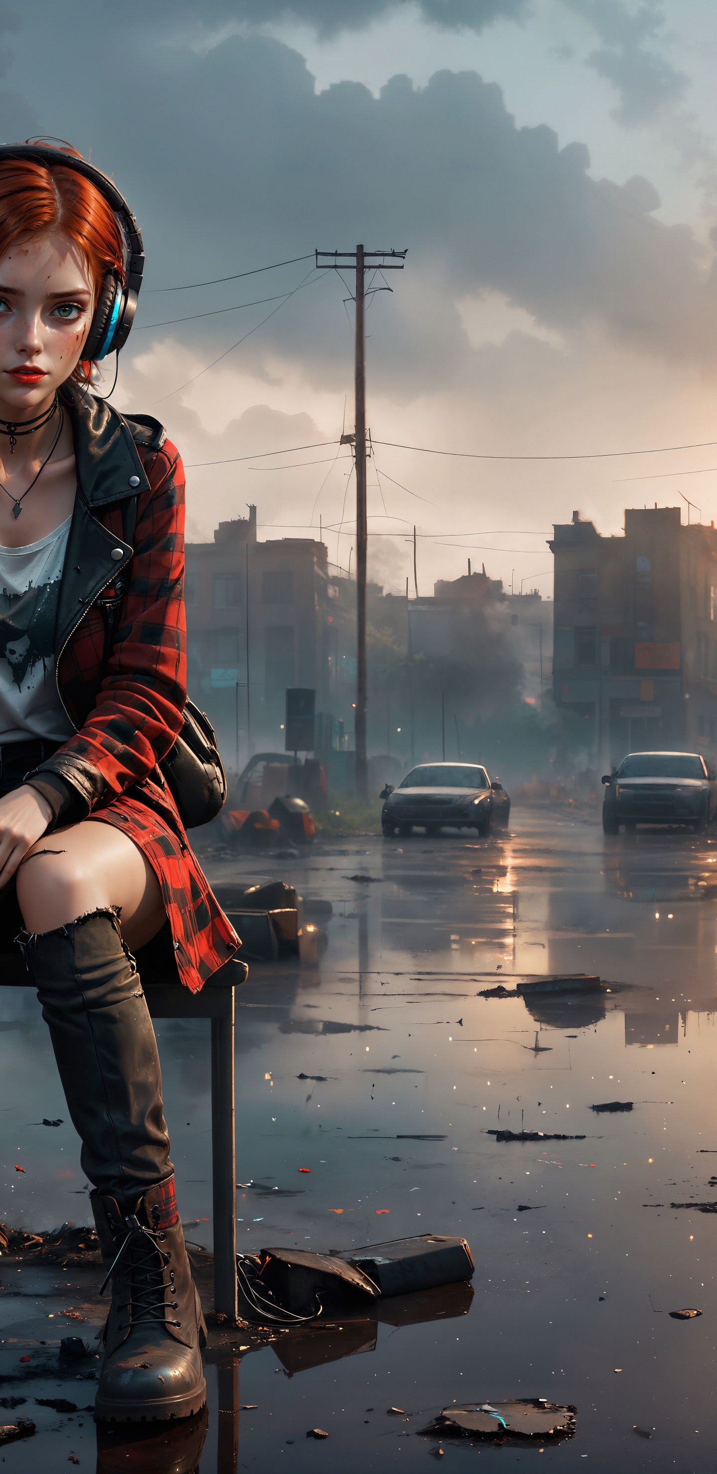 Обои заброшенный город, цифровое искусство, арт, анимация, Цифровой композитинг в разрешении 1440x2960