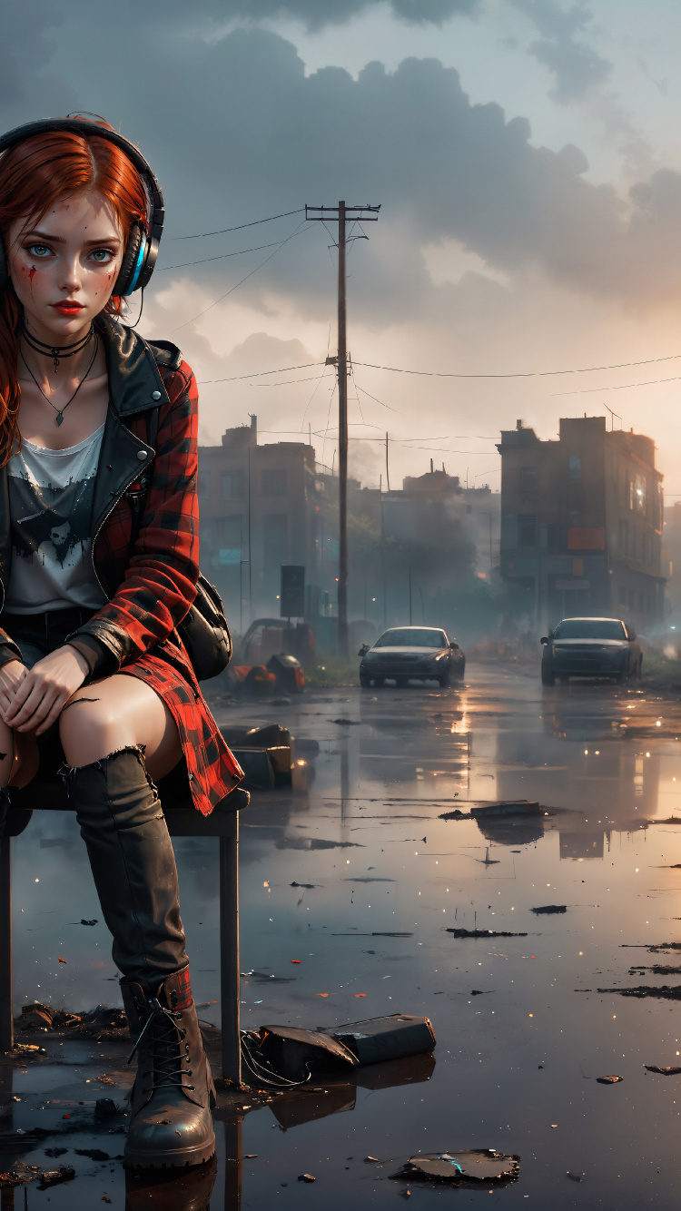 Обои заброшенный город, цифровое искусство, арт, анимация, Цифровой композитинг в разрешении 750x1334