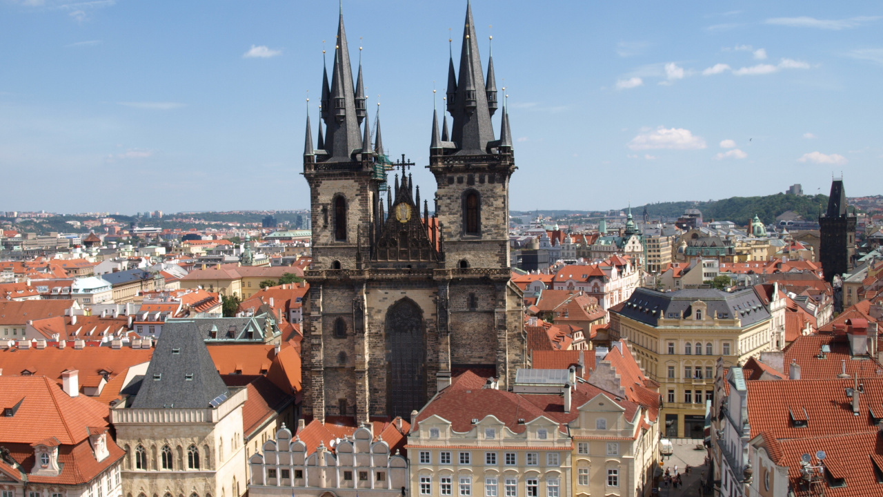 Обои староместская площадь, ориентир, городок, город, средневековая архитектура в разрешении 1280x720