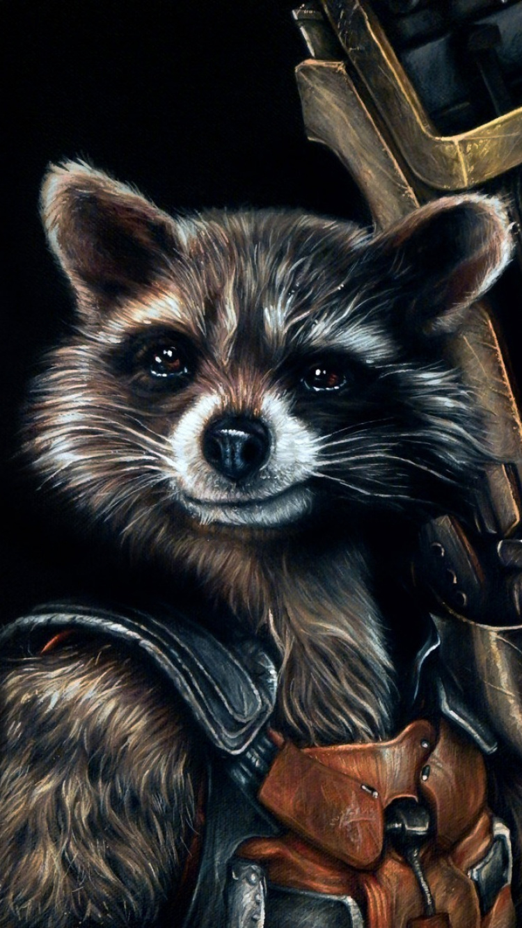 Обои Реактивный Енот, Грут, процион, procyonidae, бакенбарды в разрешении 750x1334