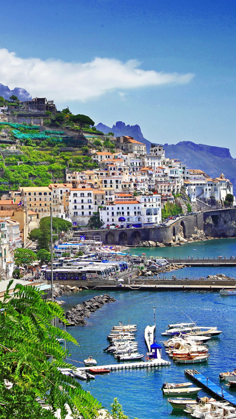 Обои Сорренто, Позитано, городок, горная деревня, побережье в разрешении 750x1334