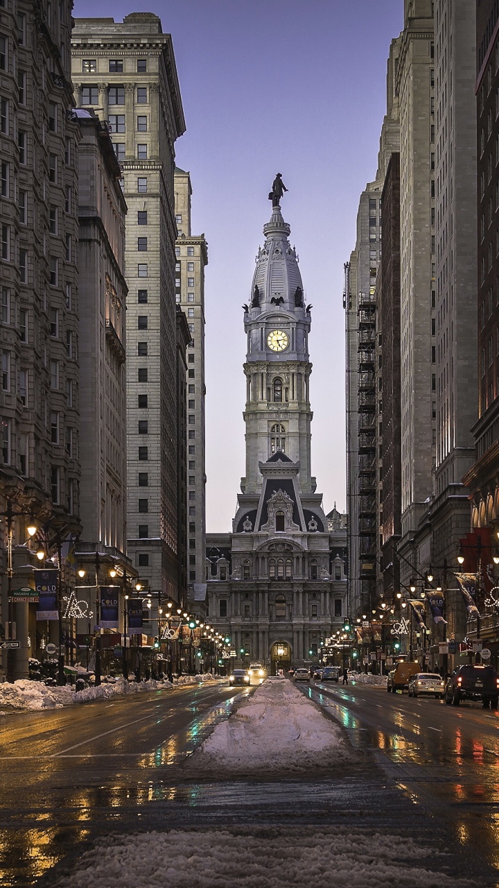 Обои Мэрия Филадельфии, здание, город, метрополия, городской район в разрешении 720x1280