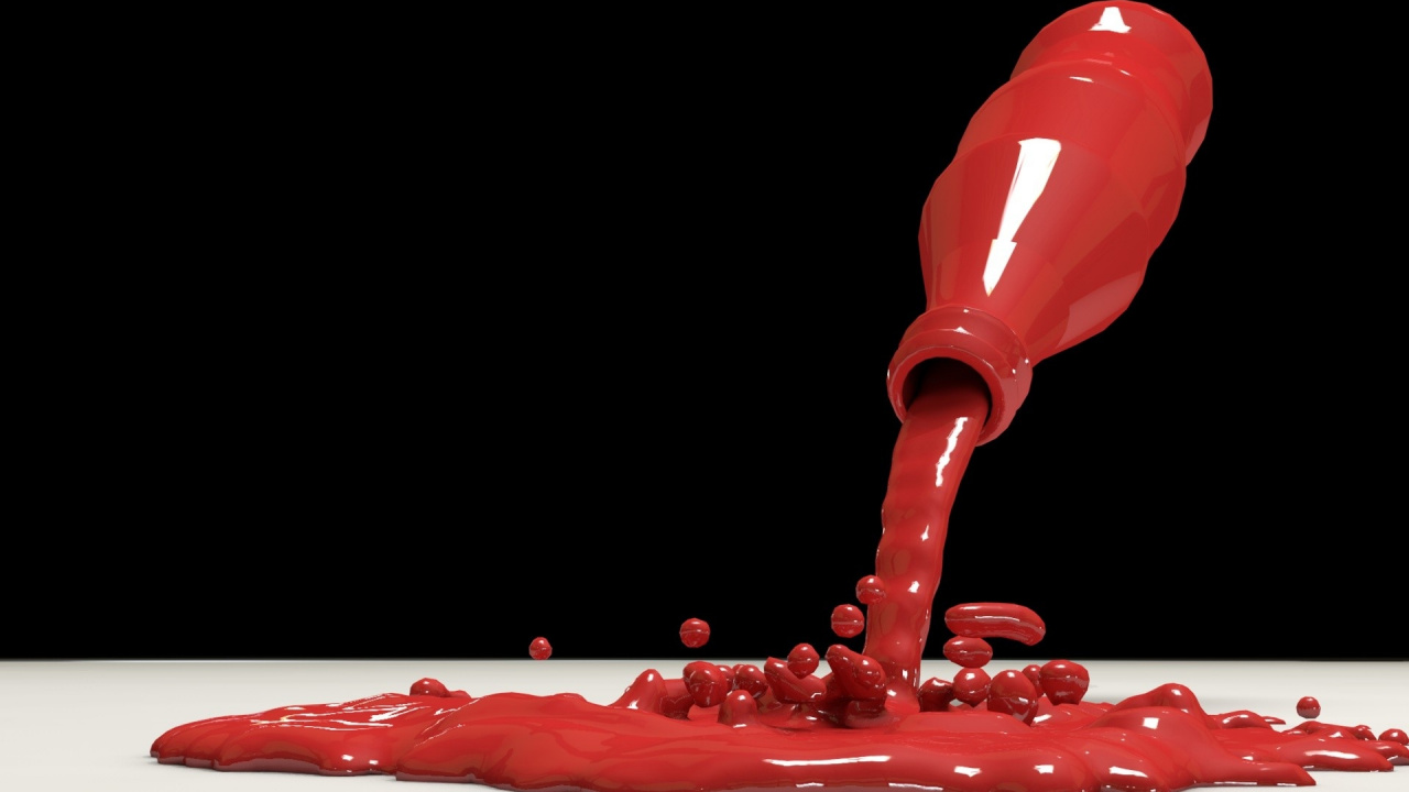 Обои бутылка, красный, красный цвет, краски, живопись в разрешении 1280x720