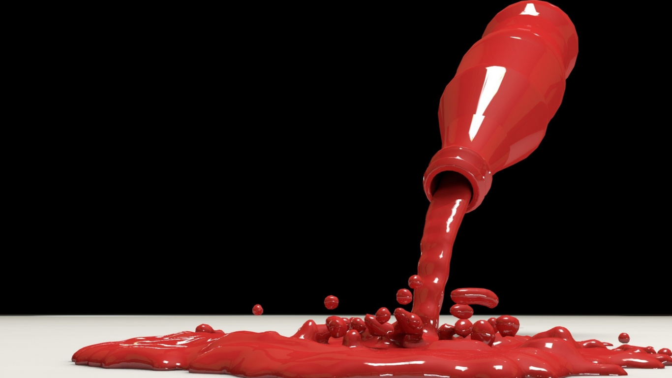 Обои бутылка, красный, красный цвет, краски, живопись в разрешении 1366x768