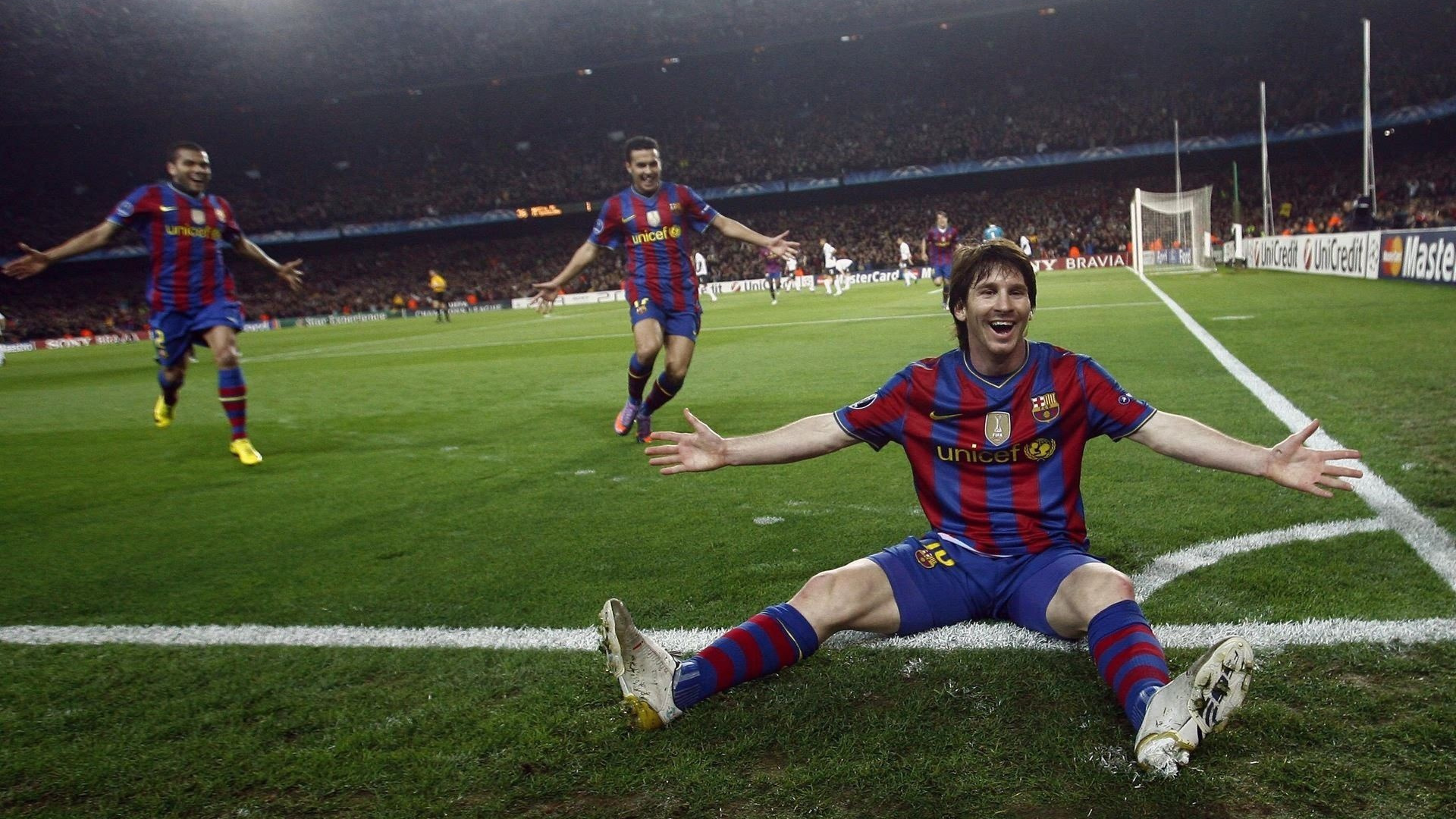 Обои Лионель Месси, ФК Барселона, Футбольный игрок, цель, игрок в разрешении 1920x1080