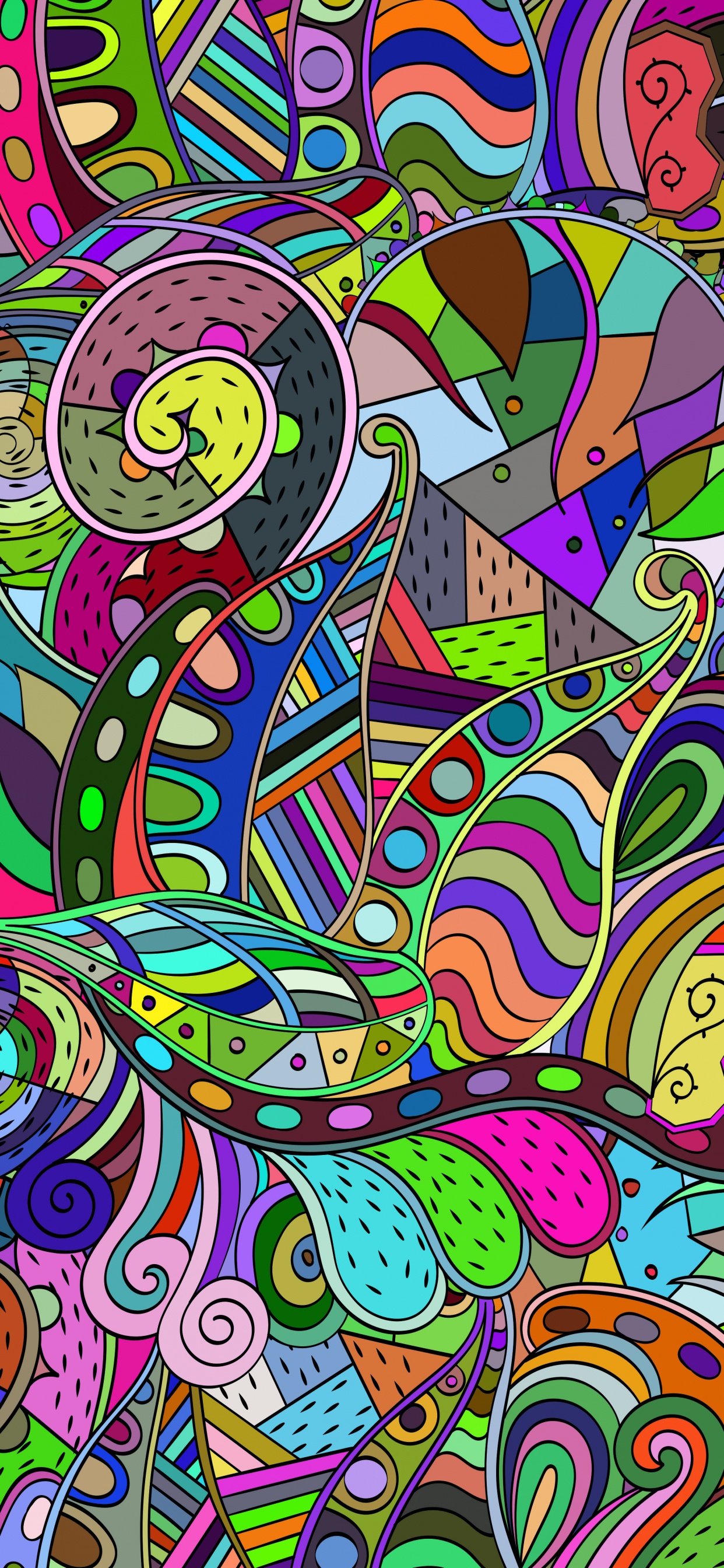 Обои абстрактное искусство, иллюстрация, психоделическое искусство, арт, визуальное искусство в разрешении 1242x2688