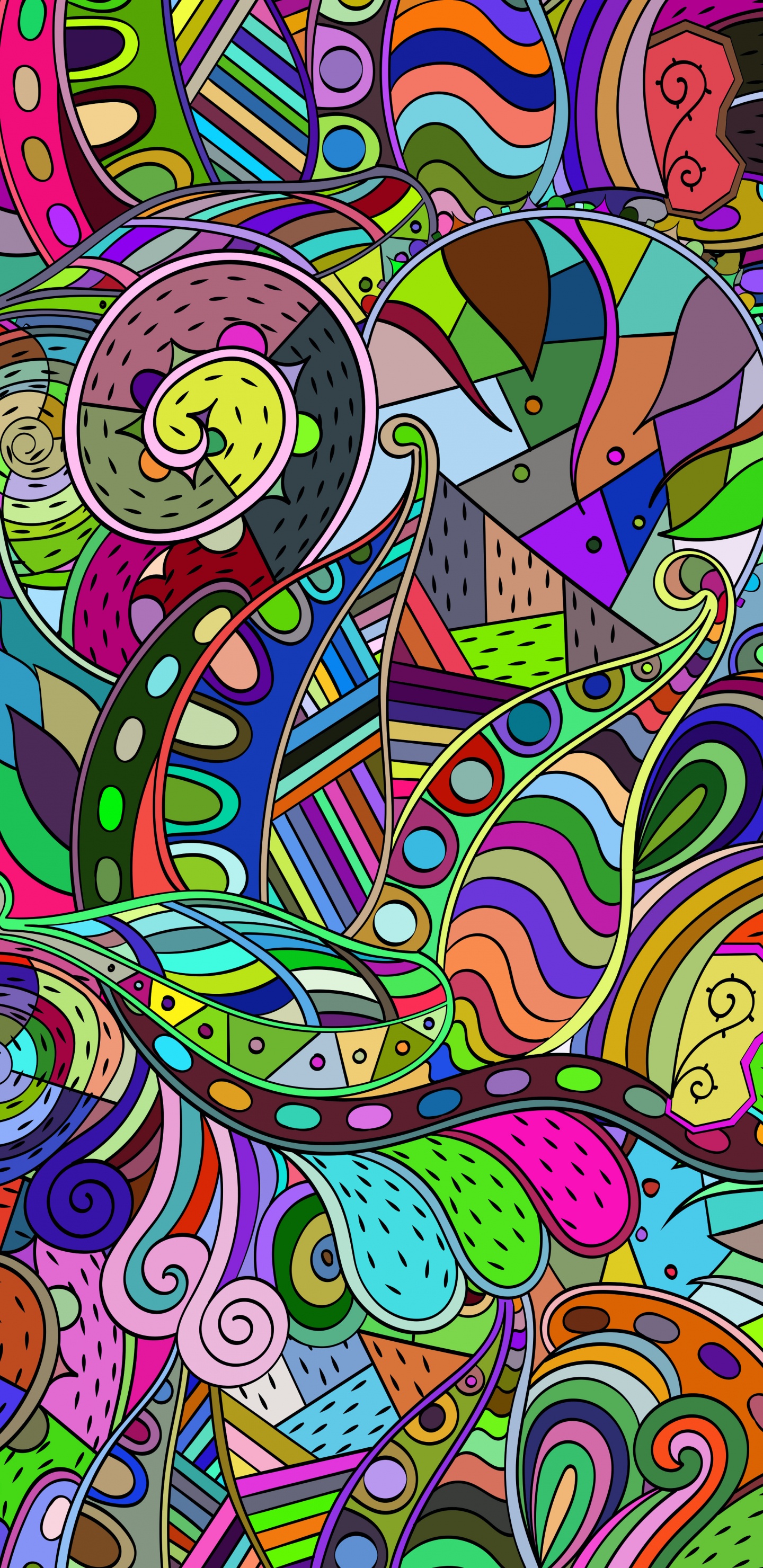 Обои абстрактное искусство, иллюстрация, психоделическое искусство, арт, визуальное искусство в разрешении 1440x2960