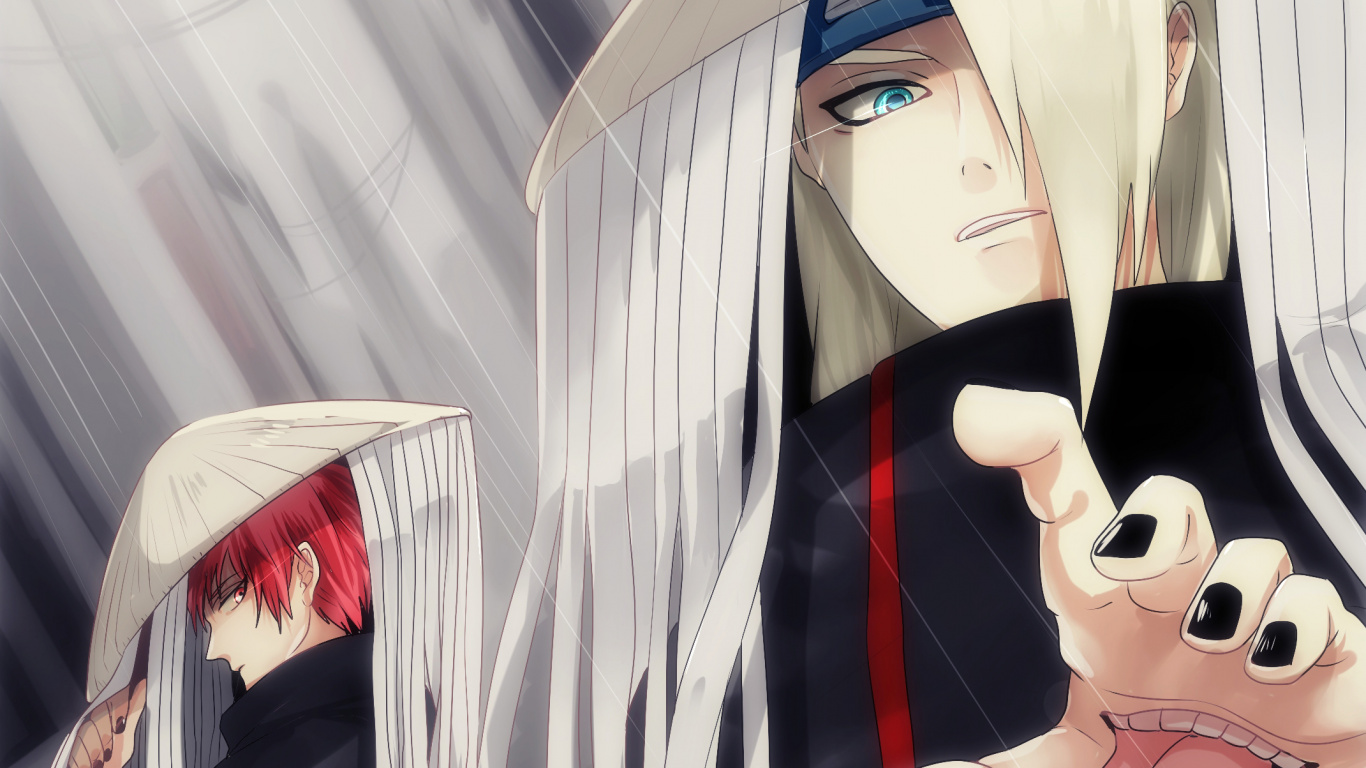 Обои Дейдара, аниме, химэ вырезать, розовый, мультфильм в разрешении 1366x768