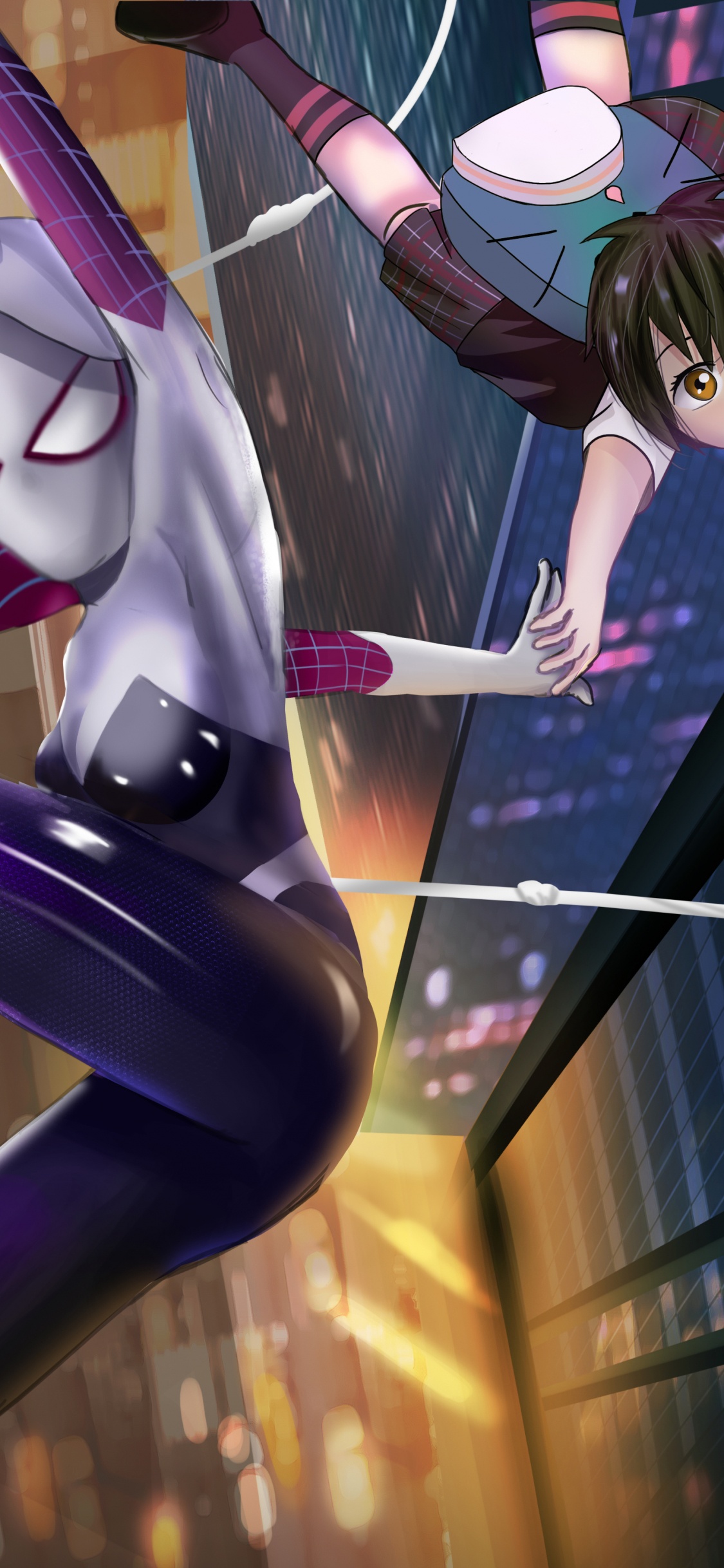 Обои Пены Паркер, Гвен Стейси, человек-паук, супергерой, Представление в разрешении 1125x2436