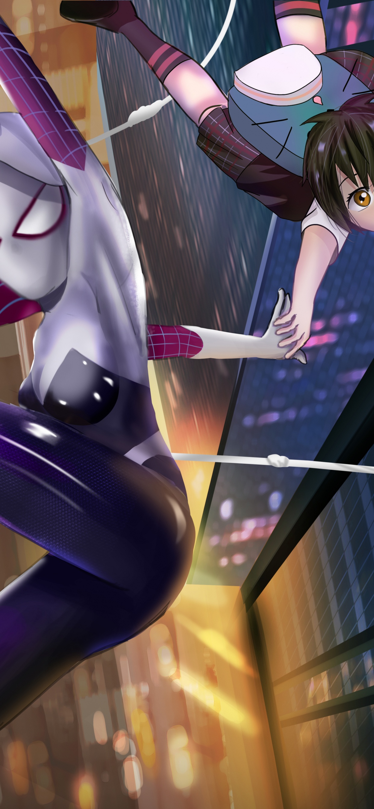 Обои Пены Паркер, Гвен Стейси, человек-паук, супергерой, Представление в разрешении 1242x2688