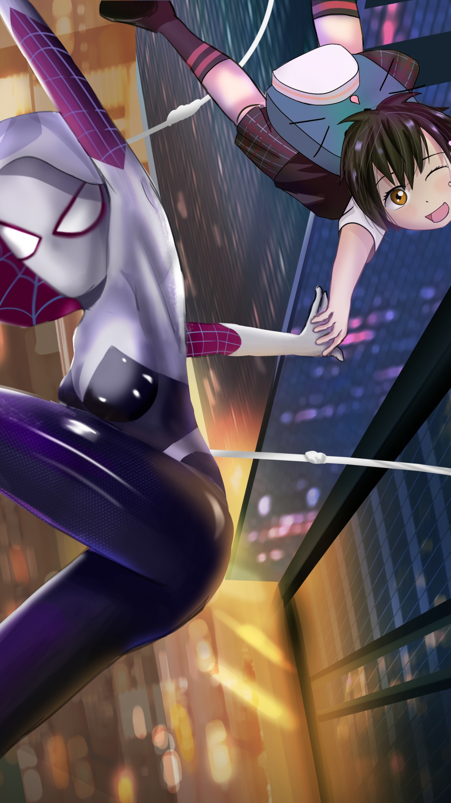 Обои Пены Паркер, Гвен Стейси, человек-паук, супергерой, Представление в разрешении 1440x2560