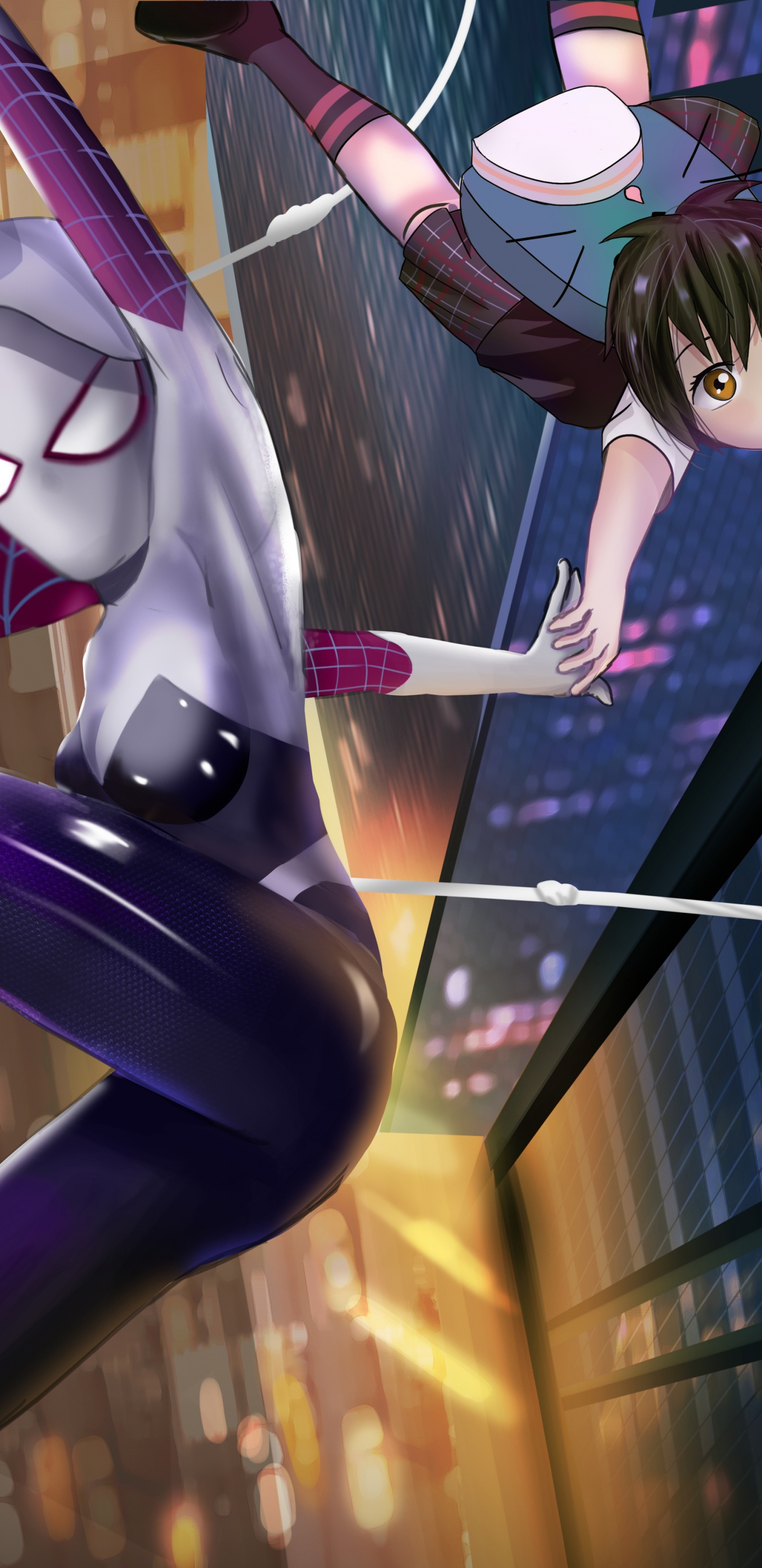 Обои Пены Паркер, Гвен Стейси, человек-паук, супергерой, Представление в разрешении 1440x2960