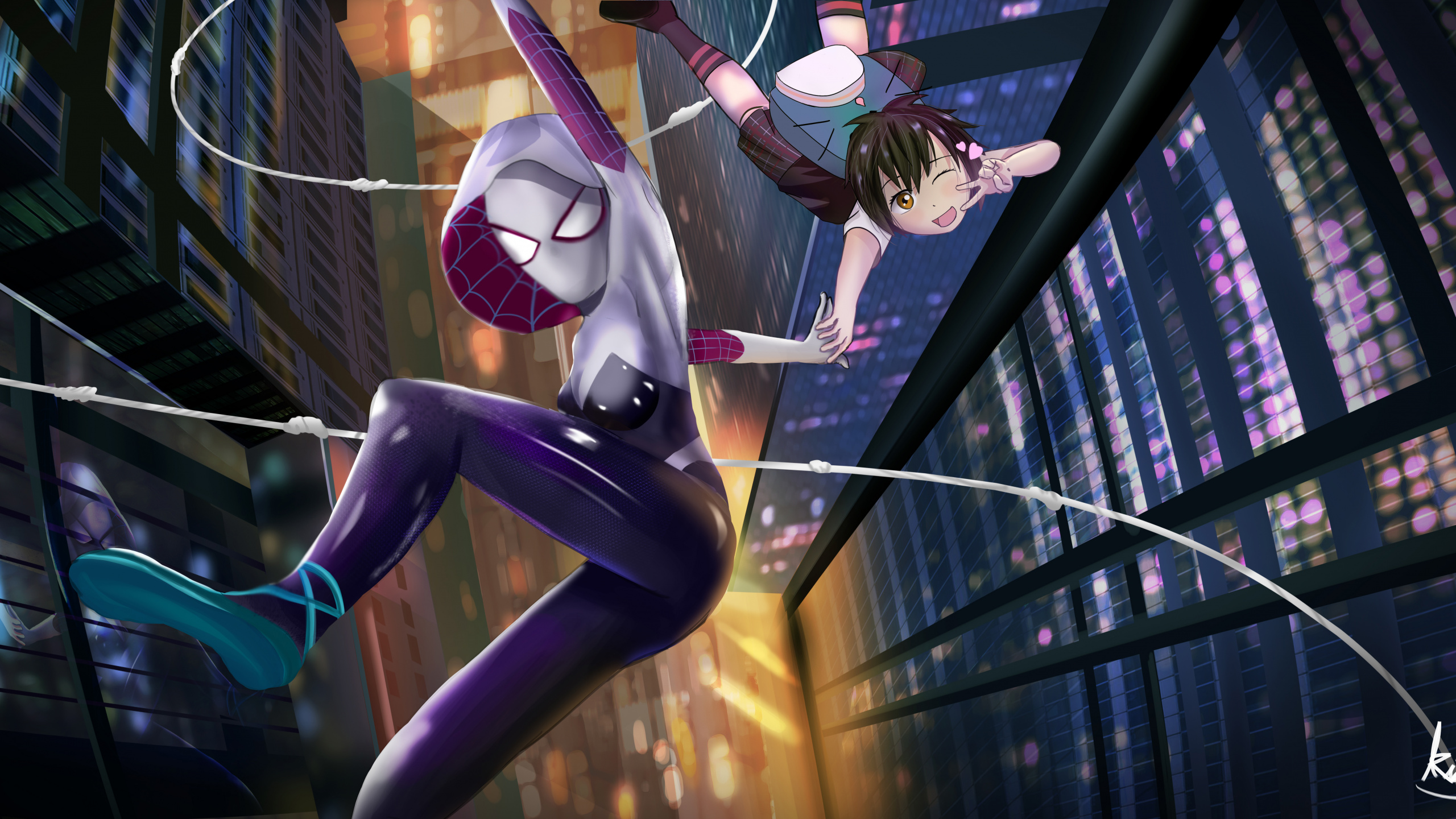 Обои Пены Паркер, Гвен Стейси, человек-паук, супергерой, Представление в разрешении 2560x1440