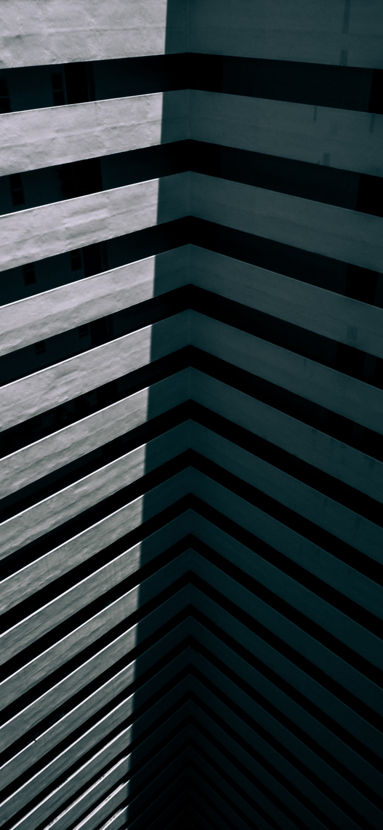 Обои здание, архитектура, синий, зеленый, линия в разрешении 1242x2688