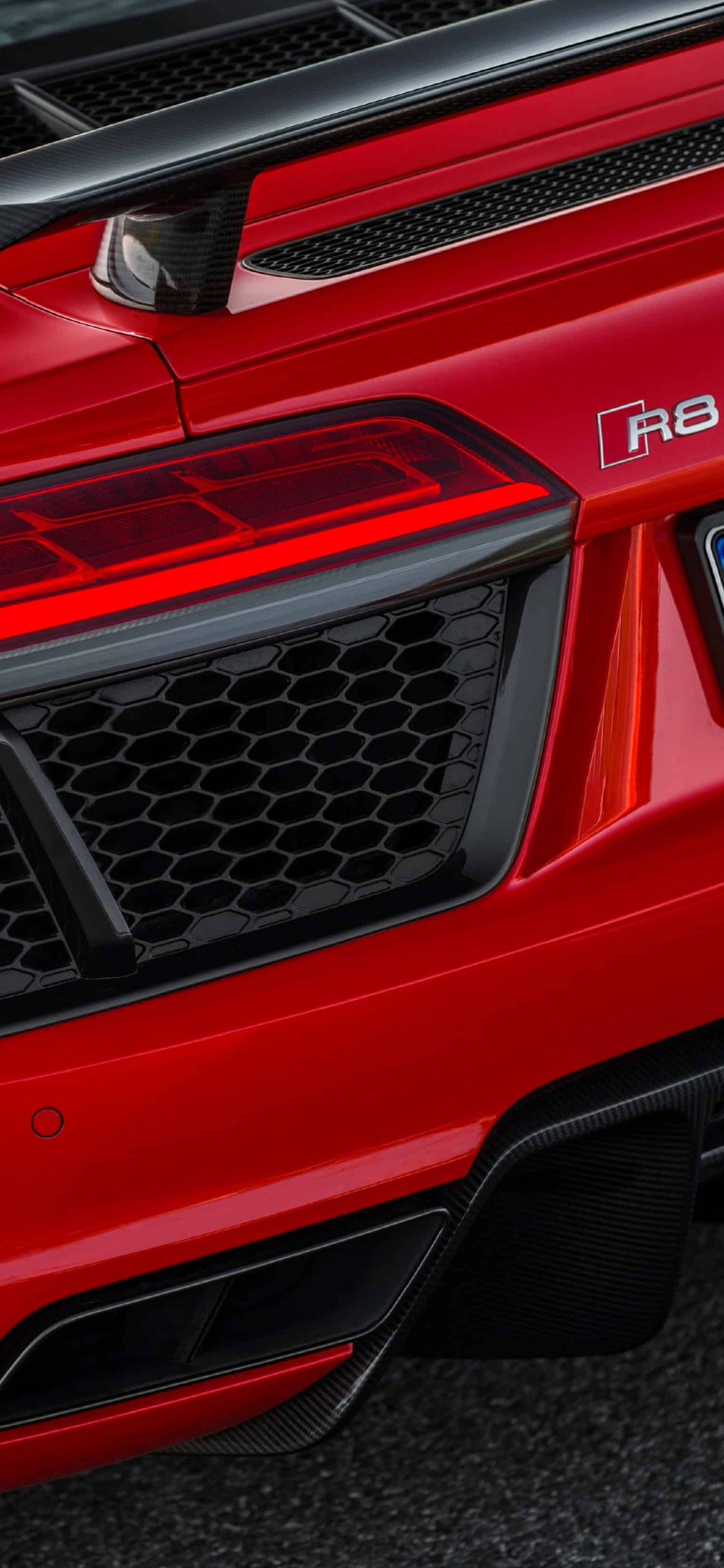 Обои audi, авто, двигатель V10, красный цвет, спорткар в разрешении 1125x2436