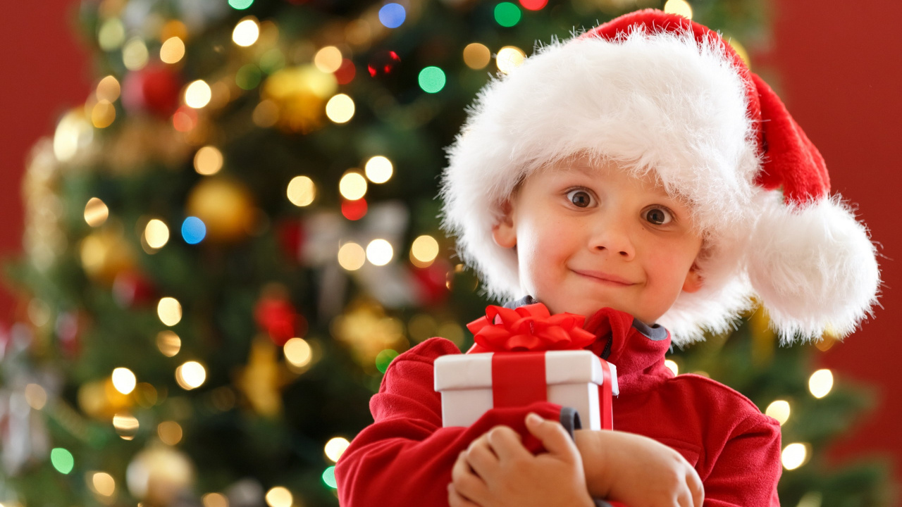 Обои подарок, праздник, Рождество, Санта-Клаус, красный цвет в разрешении 1280x720