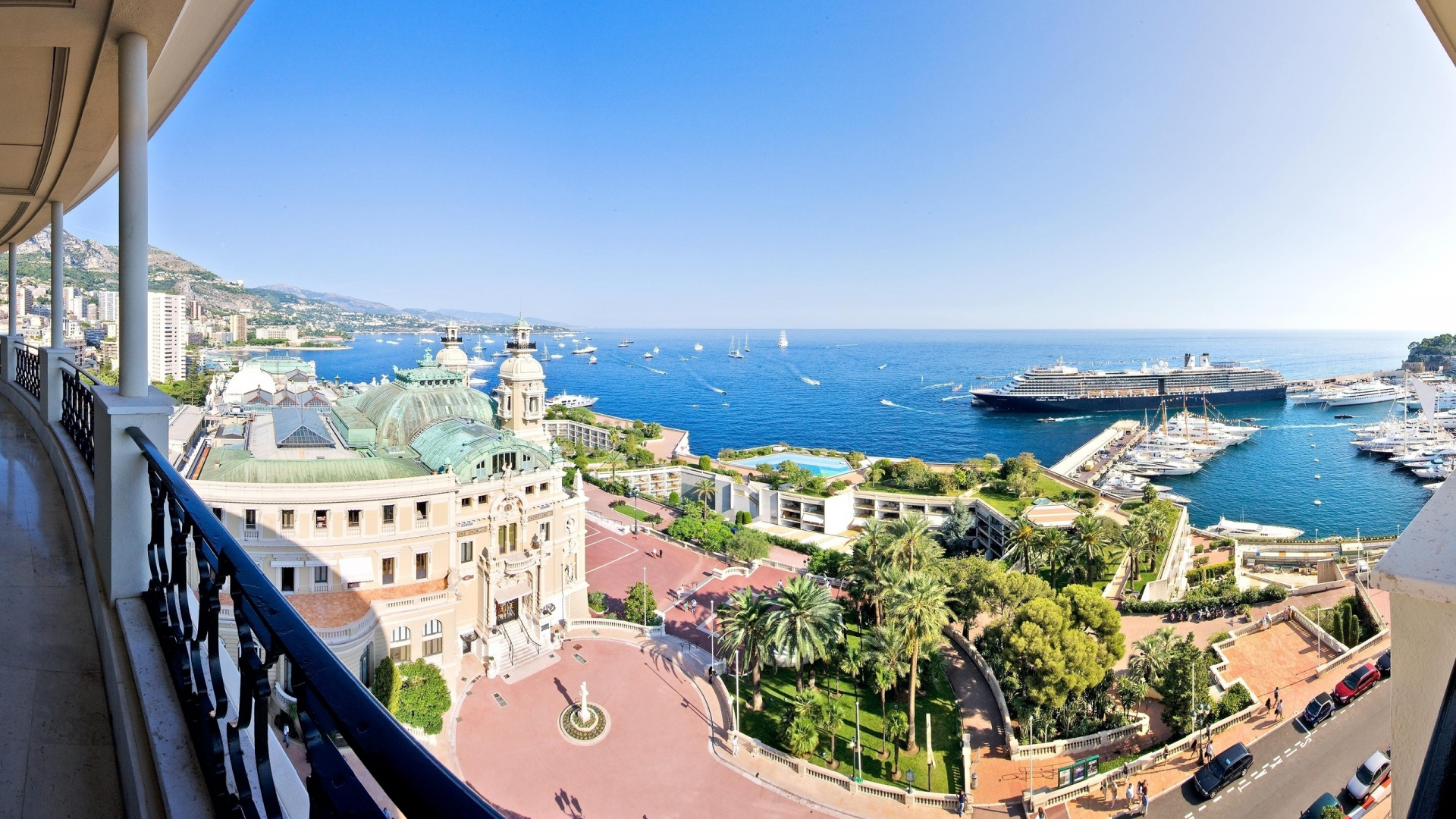 Обои балкон, свойство, море, город, путешествие в разрешении 1920x1080