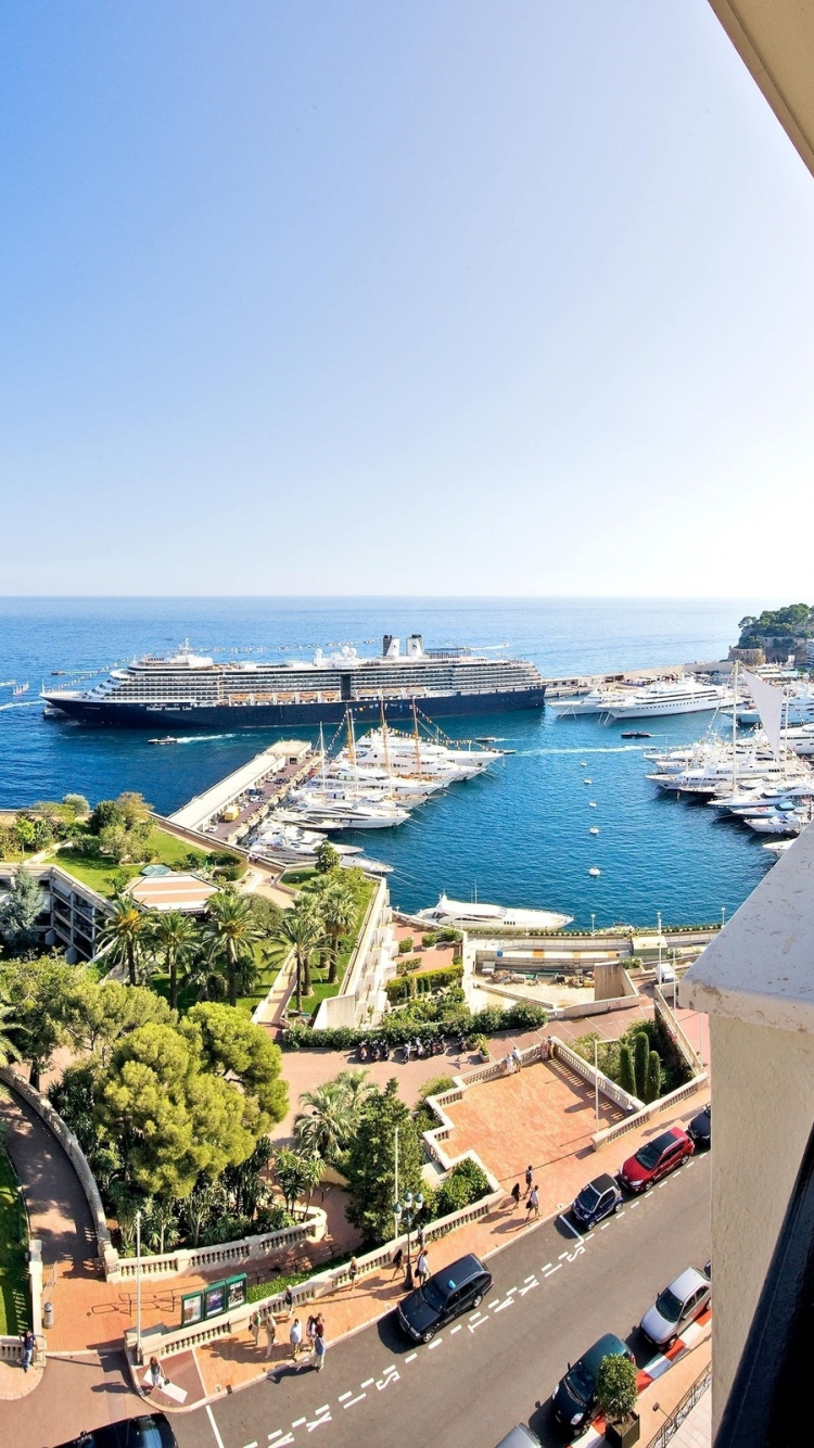 Обои балкон, свойство, море, город, путешествие в разрешении 750x1334